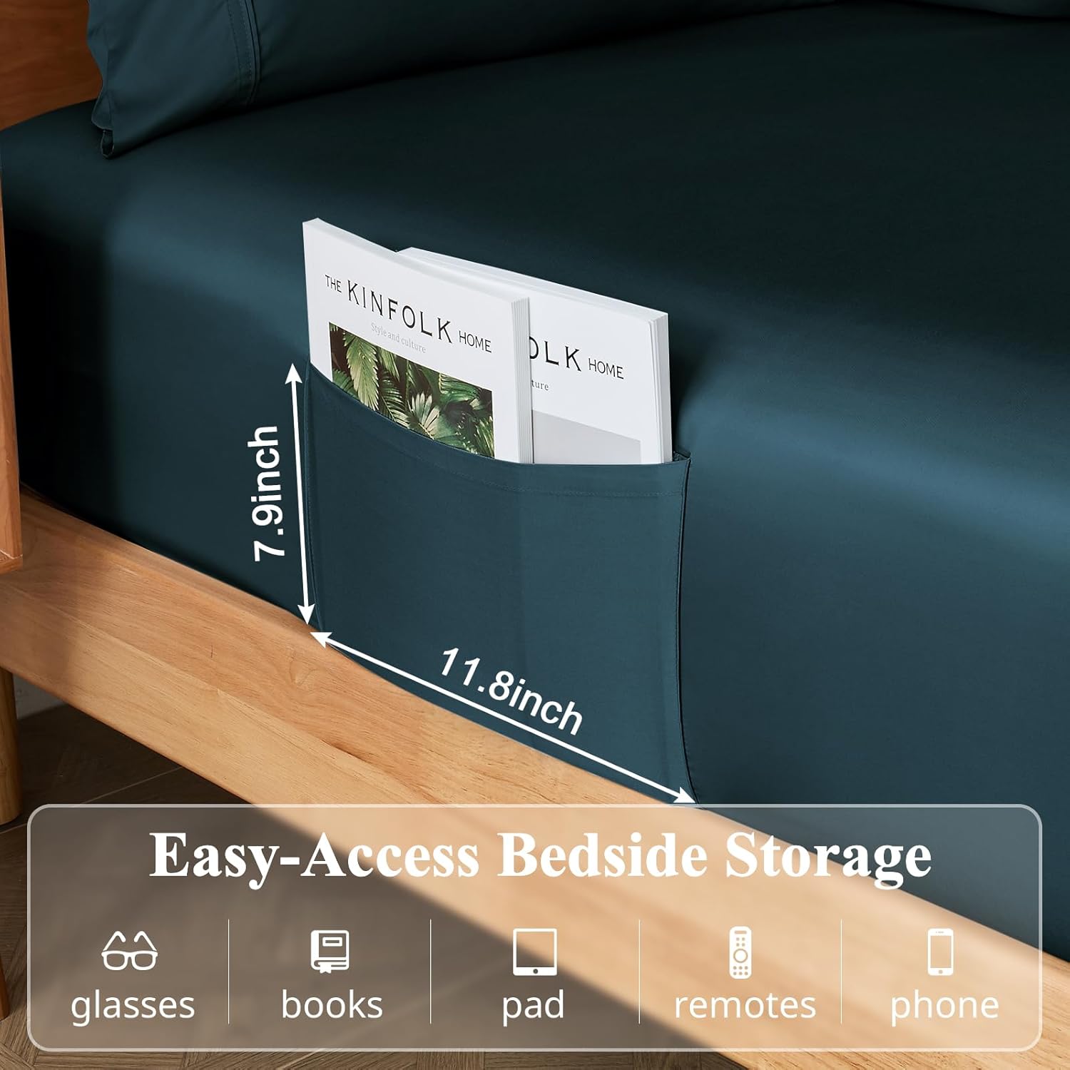 King Size Sheet Set, Viscose Bamboo Sheets for Bed Set 4pcs, 100% Viscose Derived from Bamboo, Hotel Luxury Silky & Cooling for Hot Sleepers, Deep Pocket Up to 17", Navy Blue