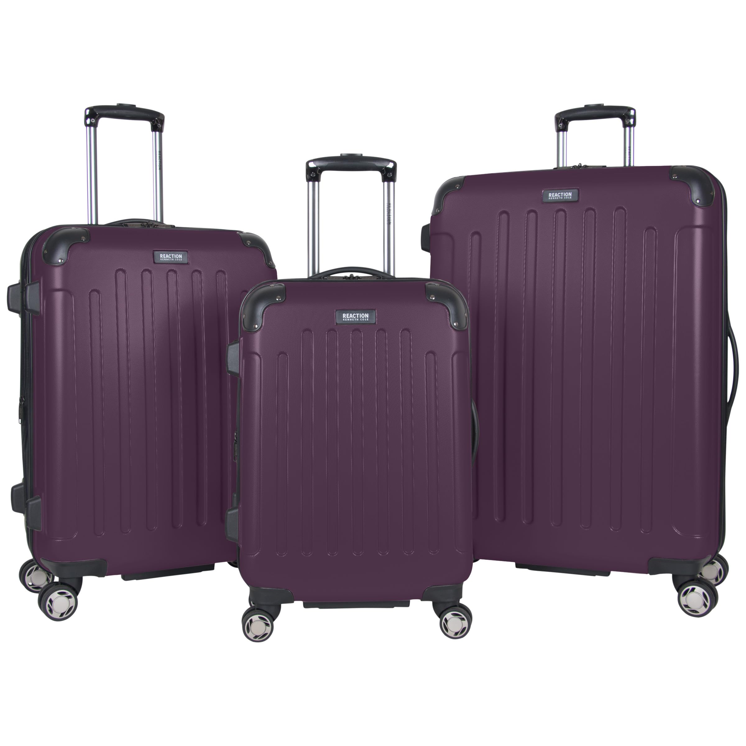 Kenneth Cole REACTION Renegade Luggage Expandable 8-Wheel Spinner Lightweight Hardside Suitcase, Midnight Plum, 3-Piece Set (20"/24"/28")