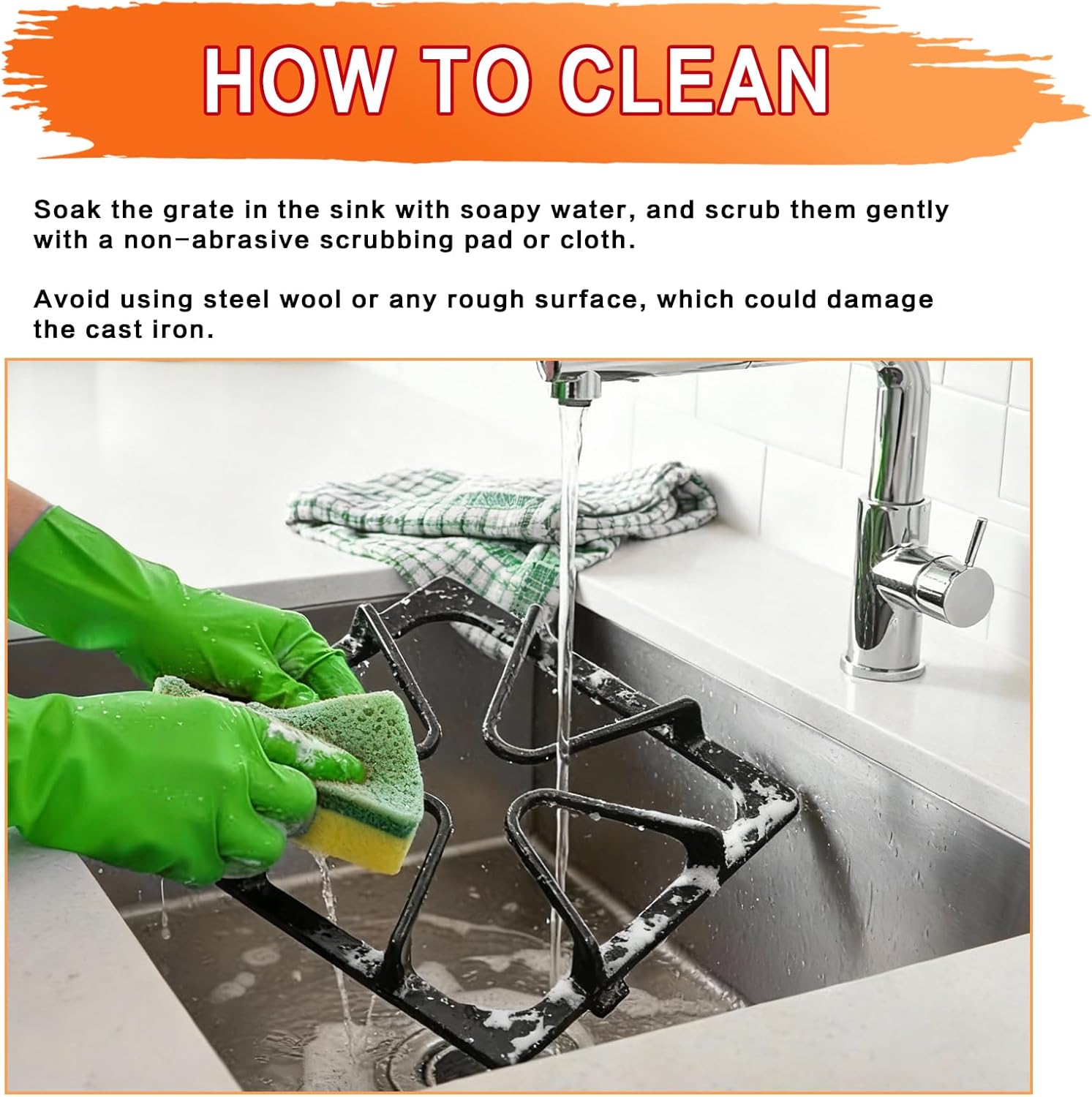 W10447925 Stove Grate Replacement Parts for Whirlpool Stove Parts General Electric Gas Range Parts Stove Surface Top Grate Metal Steel Rack (4 Pack)