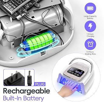 COSCELIA U V Nail Lamp Cordless Rechargeable U V Light for Gel Nails Prossional Automatic Sensor 3 Timer Quick Drying Glitter Nail Dryer Gifts for Women