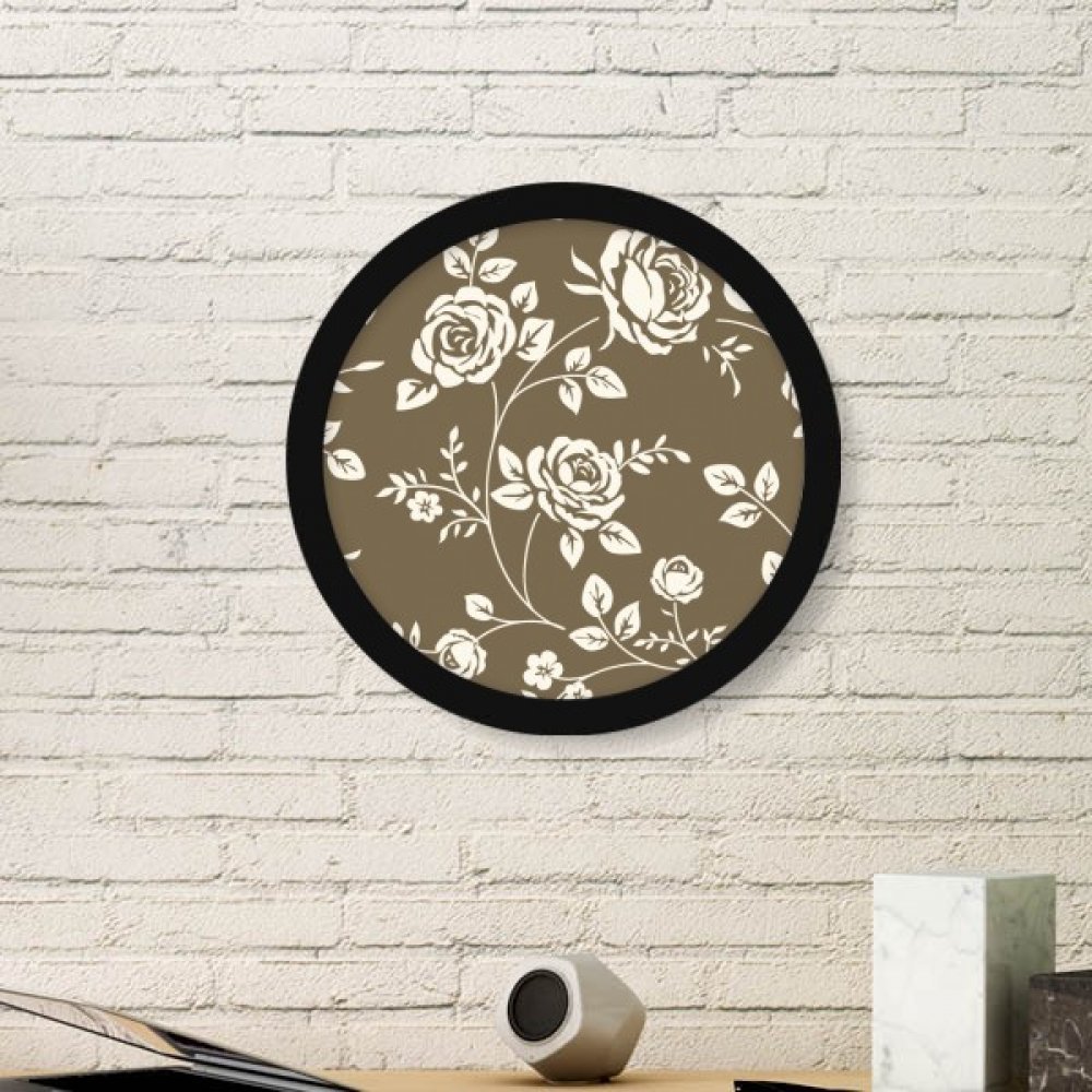 Cadre photo rond en bois noir avec peinture de rose art élégant