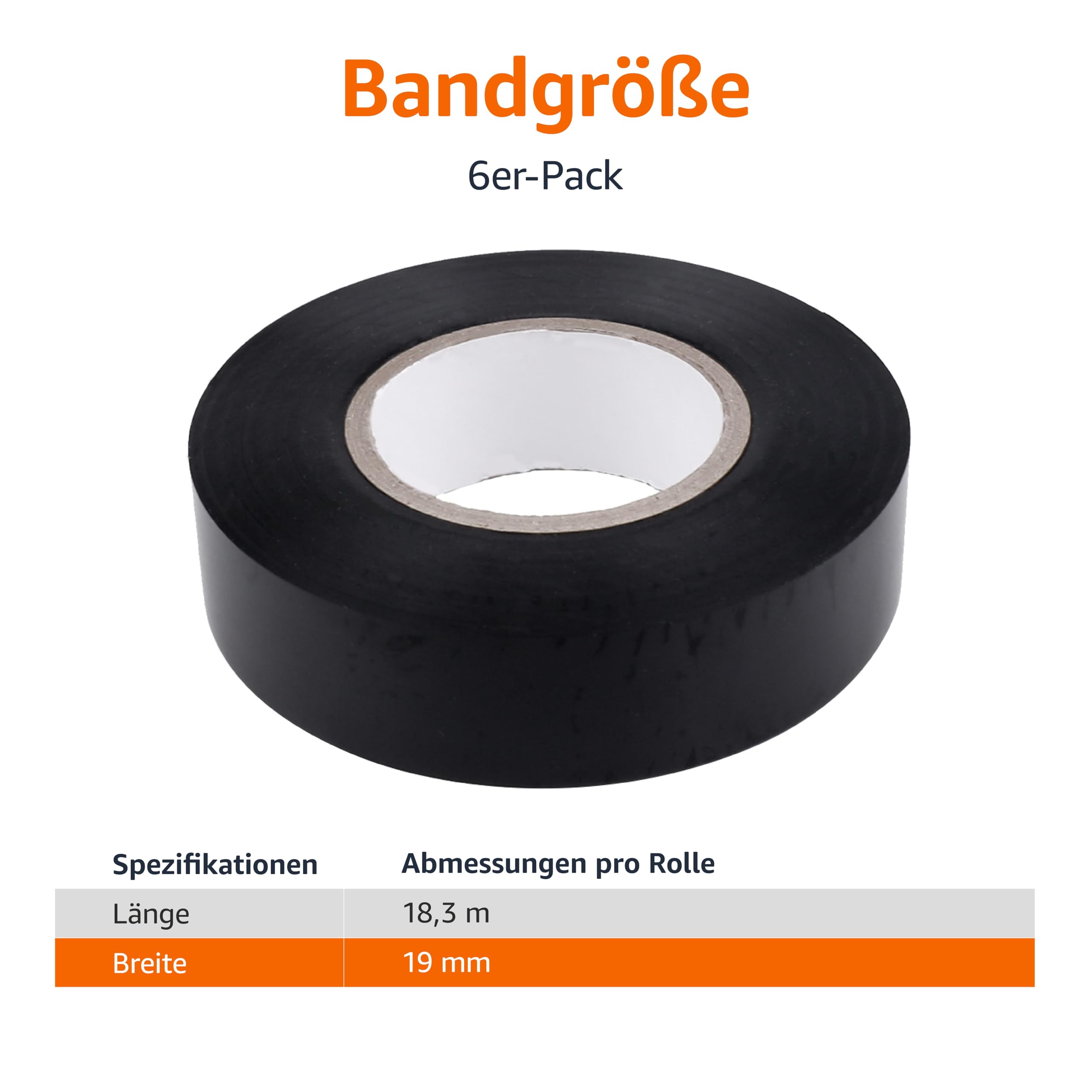 Amazon Basics Isolierband, 1.9 cm x 18.3 m, schwarz, 6 stück, 1er-Pack, ideal für Heimwerken, Reparaturen… – Ansicht 4