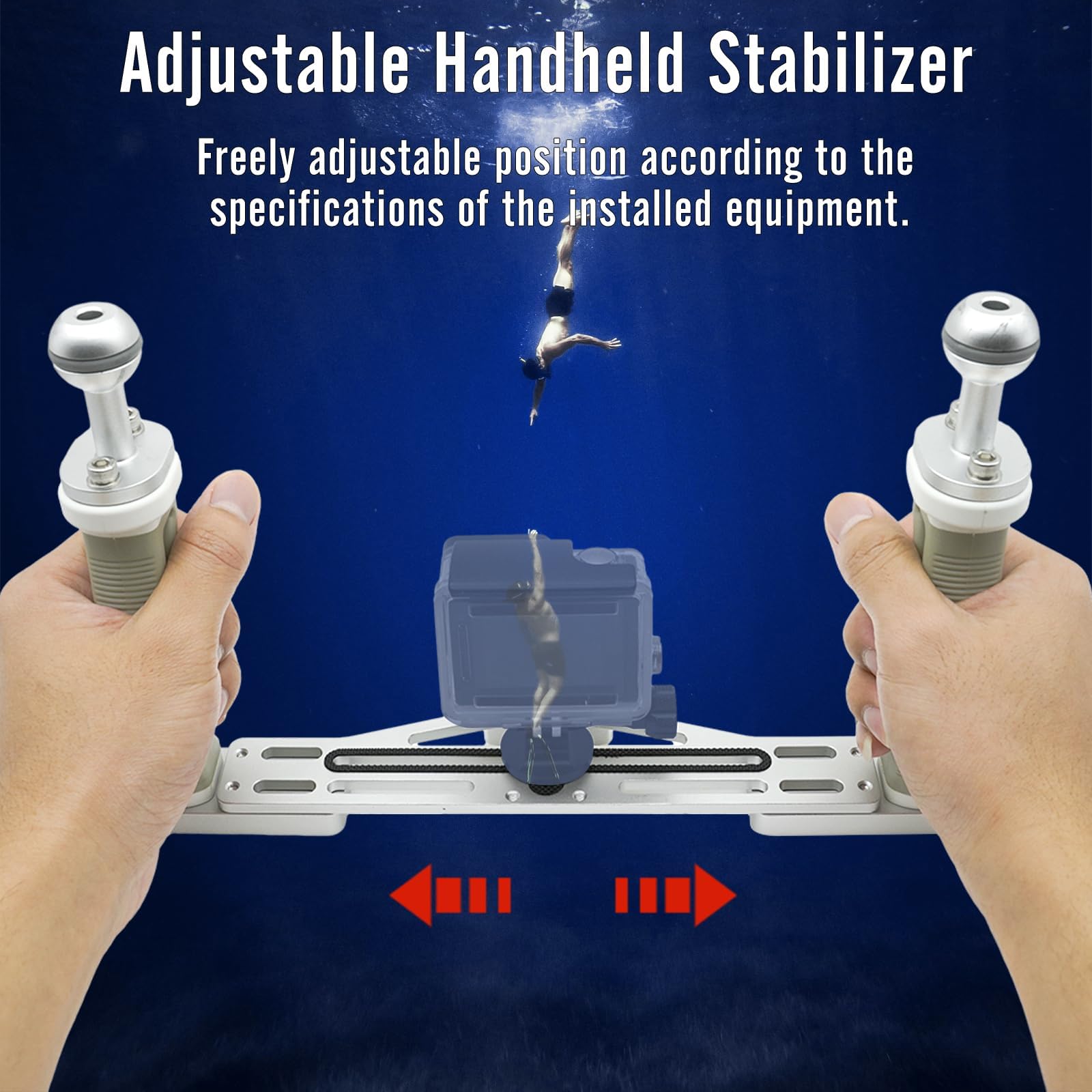 AQUANIC Unterwasser-Kamera-Tablett, Hand-Stabilisator, Halterung für Kameragehäuse, Griff aus Aluminium, Tauchgriff für GoPro Divevolk, TG-5/6, RX100 V und andere Action-Kameras (grau)