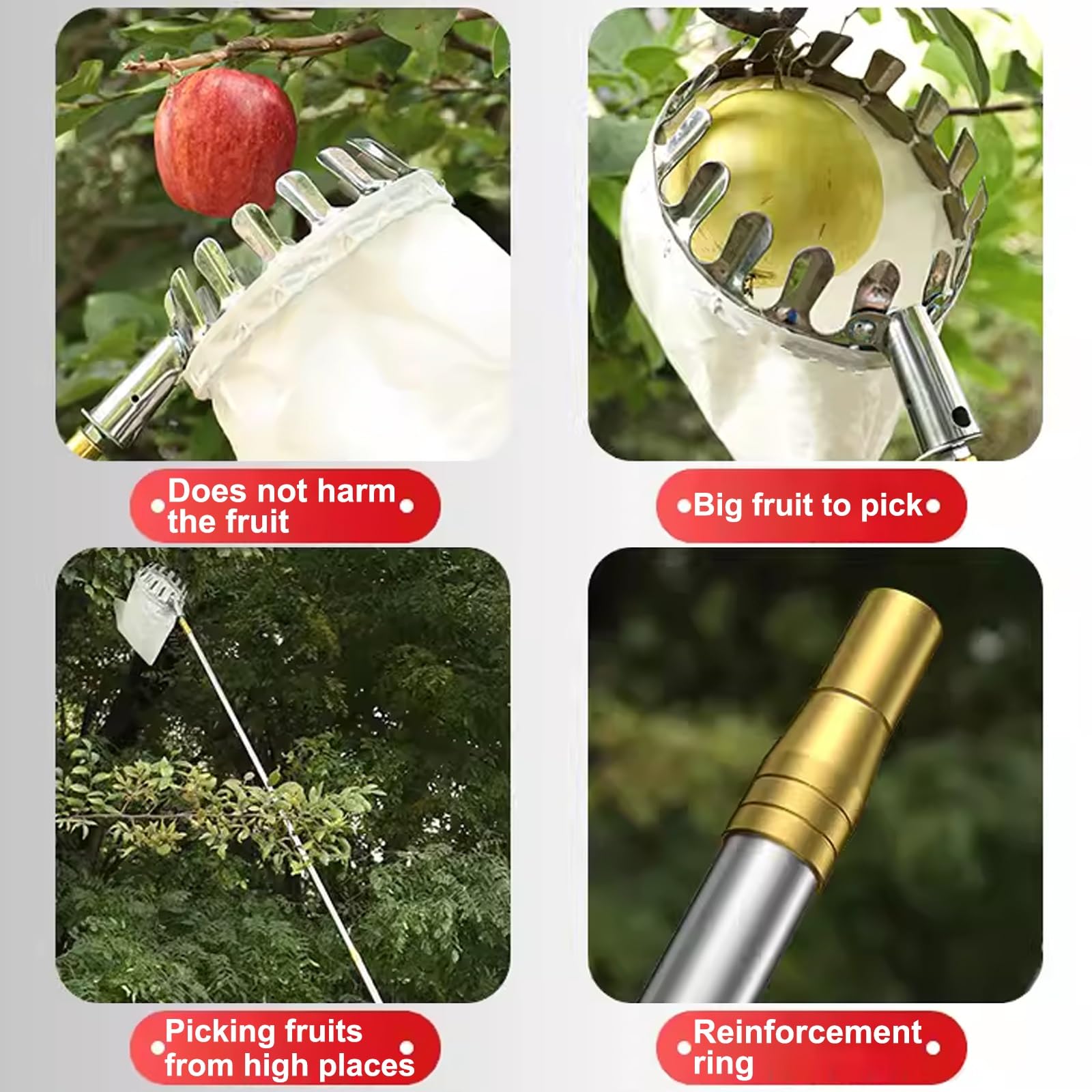 Recogedor de Frutas con Palo Telescopico 2-7M Recoge Frutas de Árboles, Recoge Frutas Telescopico con Palo Telescopico para Manzanas, Naranjas, Peras (Size : 7m(22.9ft))