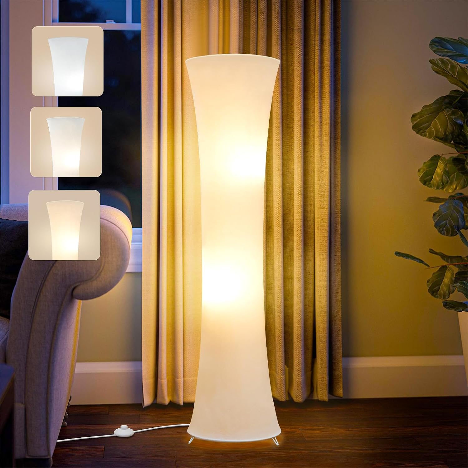 GyroVu 46" Floor Lamp For Living Room, 3 Color Temperatures Led Floor Lamp, Column Floor Lamp, Floor Lamp, Corner Floor La...