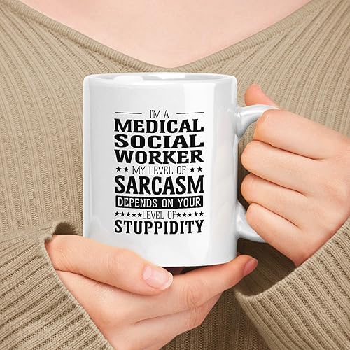 Miniatura 2 de Taza de cerámica blanca de regalo para agente especial de 11 oz, 15 onzas, mi nivel de sarcasmo depende de tu nivel