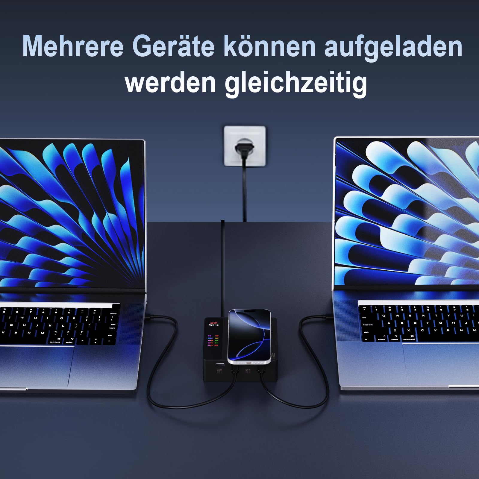 ISDT Power 200 Serie USB C Ladegerät,200W Handy Ladegerät mit 4 USB+1 Kabelloses Ladegerät,APP-Verbindung LCD Display PD 3.1 Schnelles Ladegerät Kompatibel mit iPhone,iPad,MacBook usw (Power 200H)