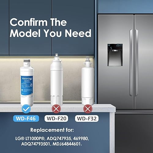 Miniatura 2 de Waterdrop LT1000PC ADQ747935 MDJ64844601 Filtro de agua para refrigerador, repuesto para LG LT1000P, ADQ74793501, ADQ74793502, Kenmore 46-9980,