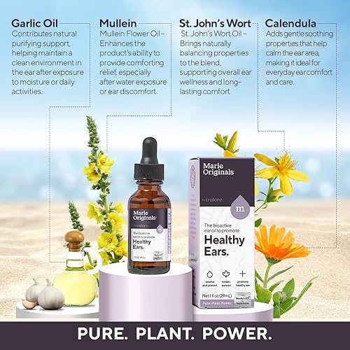 Miniatura 3 de Marie Originals - Gotas de aceite natural para los oídos, aceite de ajo de gordolobo, gotas para los oídos para la prevención de infecciones, gotas