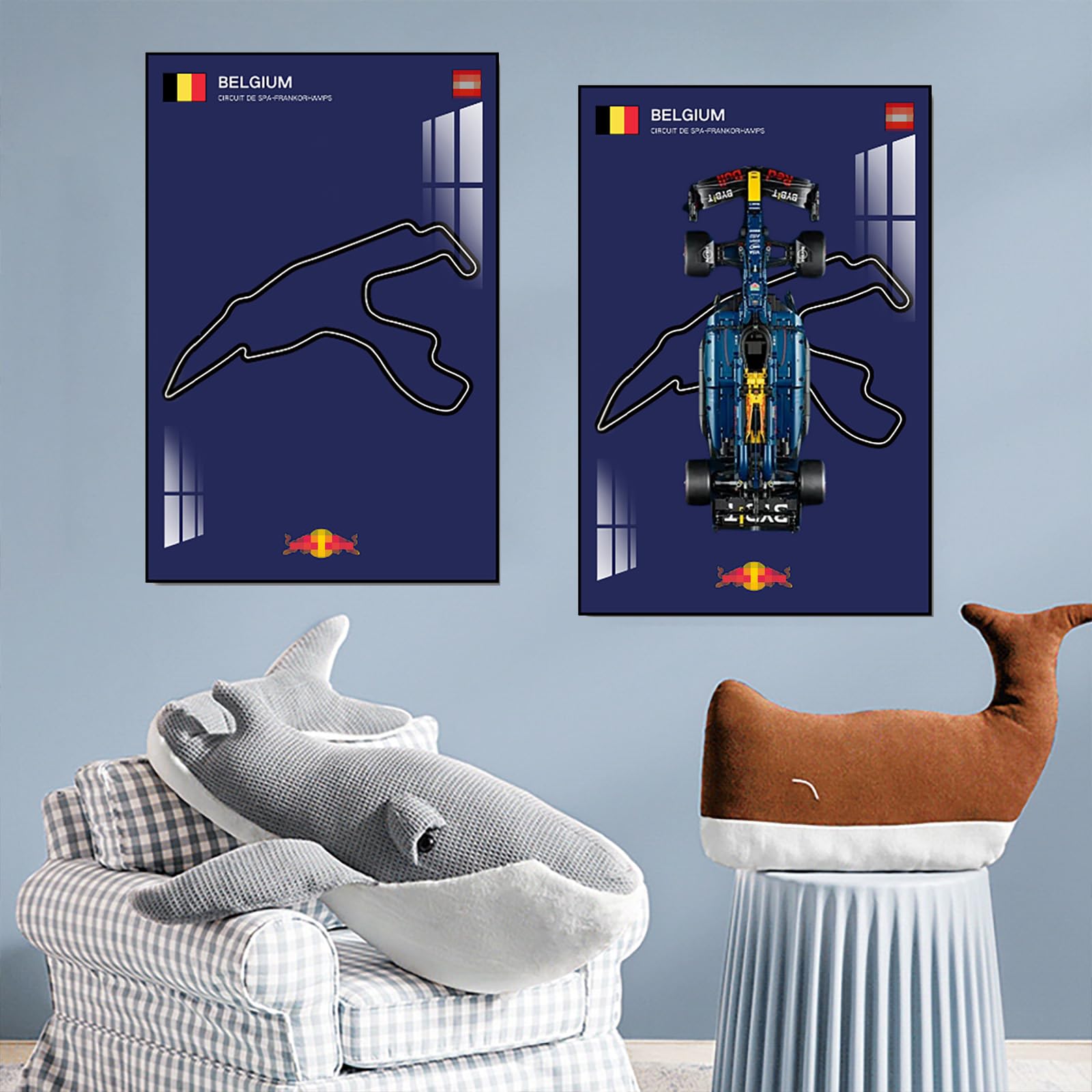 Display Wall Mount for Lego 42206 Technic Red Bull RB20 Racing Decorative Scoreboard for Car Wall Mount Le*go Lovers (Not included Model) (Spa Circuit in Belgium)