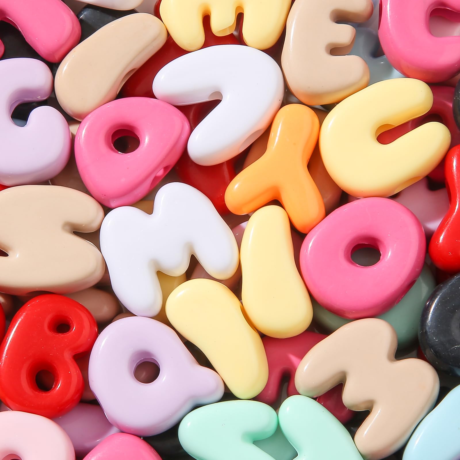 BERMRO 160pcs/500g Large Letter Beads Big Cute Chunky Letter Bead A-Z Acrylic Color Alphabet Bubble Beads for Paracord Bead Bag Charm Keychains Crafts Education Leaning (Cute Brown)