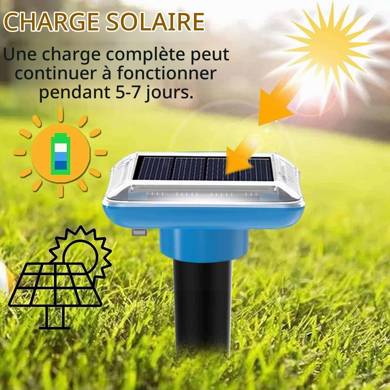 Lot de 4 répulsifs solaires Anti-Taupes - Répulsif Contre Les Taupes - Répulsif Contre Les campagnols - Répulsif à ultrasons pour Taupes