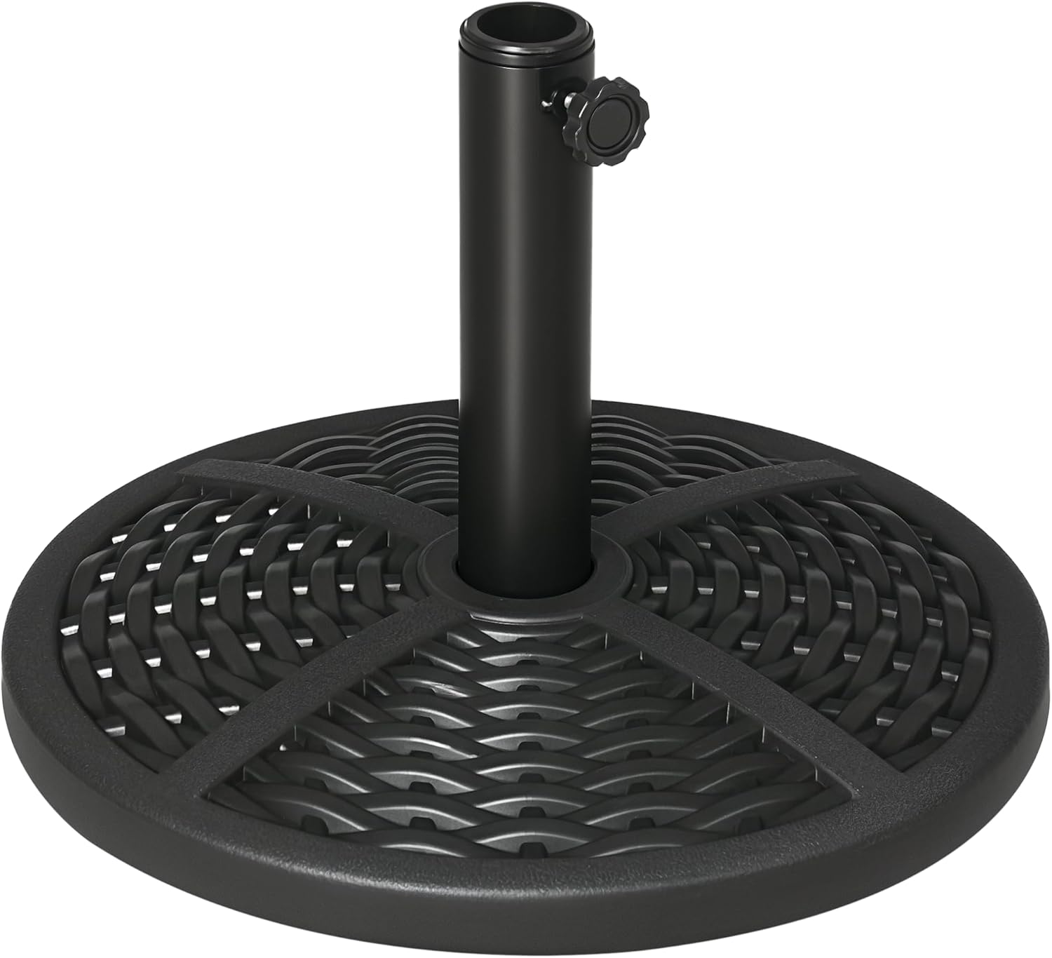 Outsunny 21 lbs. Market Umbrella Base Holder 18" Heavy Duty Round Parasol Stand with Rattan Design for Patio, Black