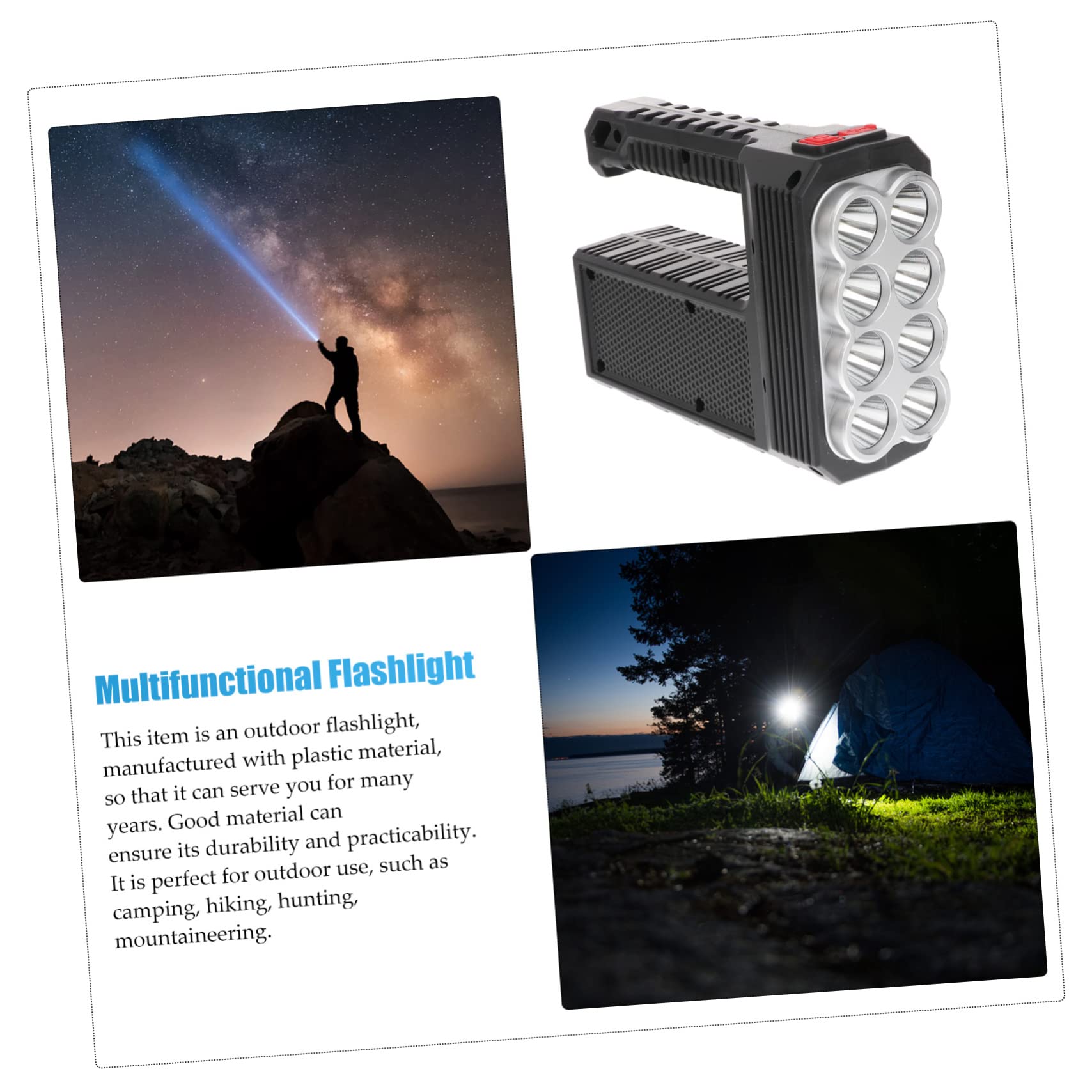 ORFOFE Torcia Solare da Campeggio LED Portatile, Ricaricabile, in Abs, Ricarica Usb, per Attività All'aperto e Pesca, 1200