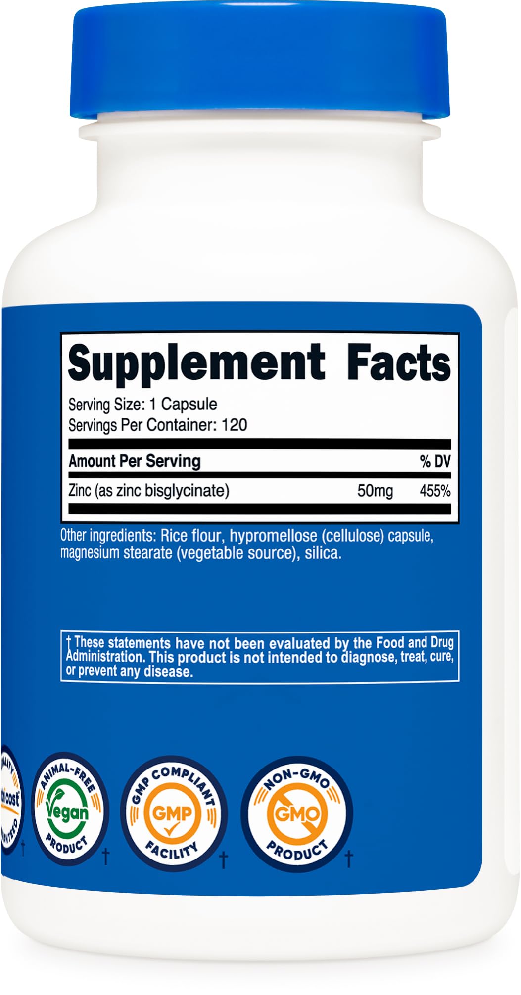 Nutricost Zinc Bisglycinate Supplement (50mg) 120 Vegan Capsules, GMO-Free — Amazon image 5