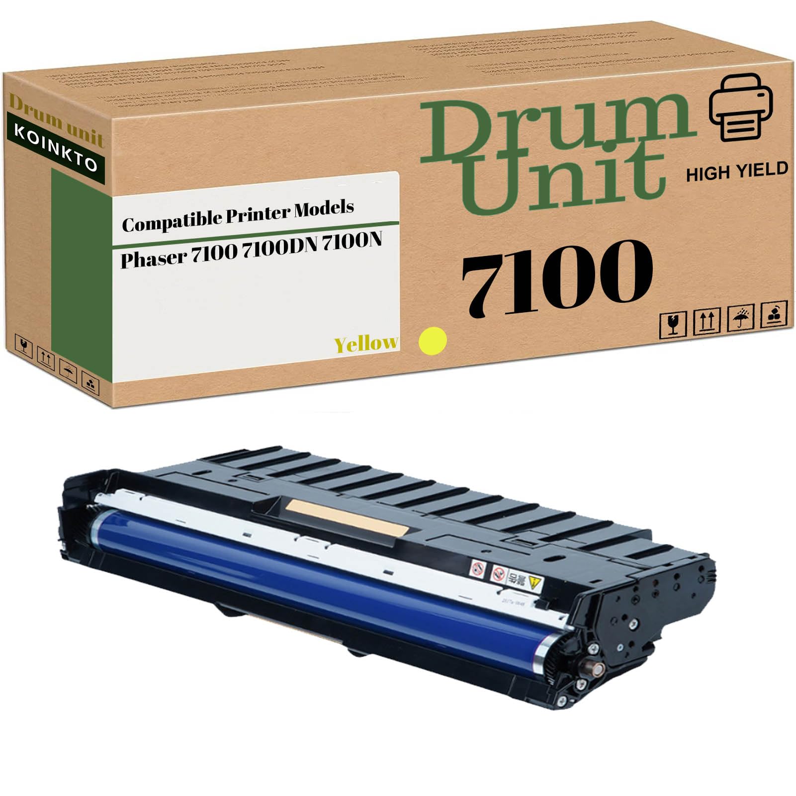 KOINKTO Compatible 108R01151 108R01148 Imaging Unit for Xerox Phaser 7100 7100N 7100DN Printer, Drum Cartridge 24000 Pages (1 Pack Yellow)