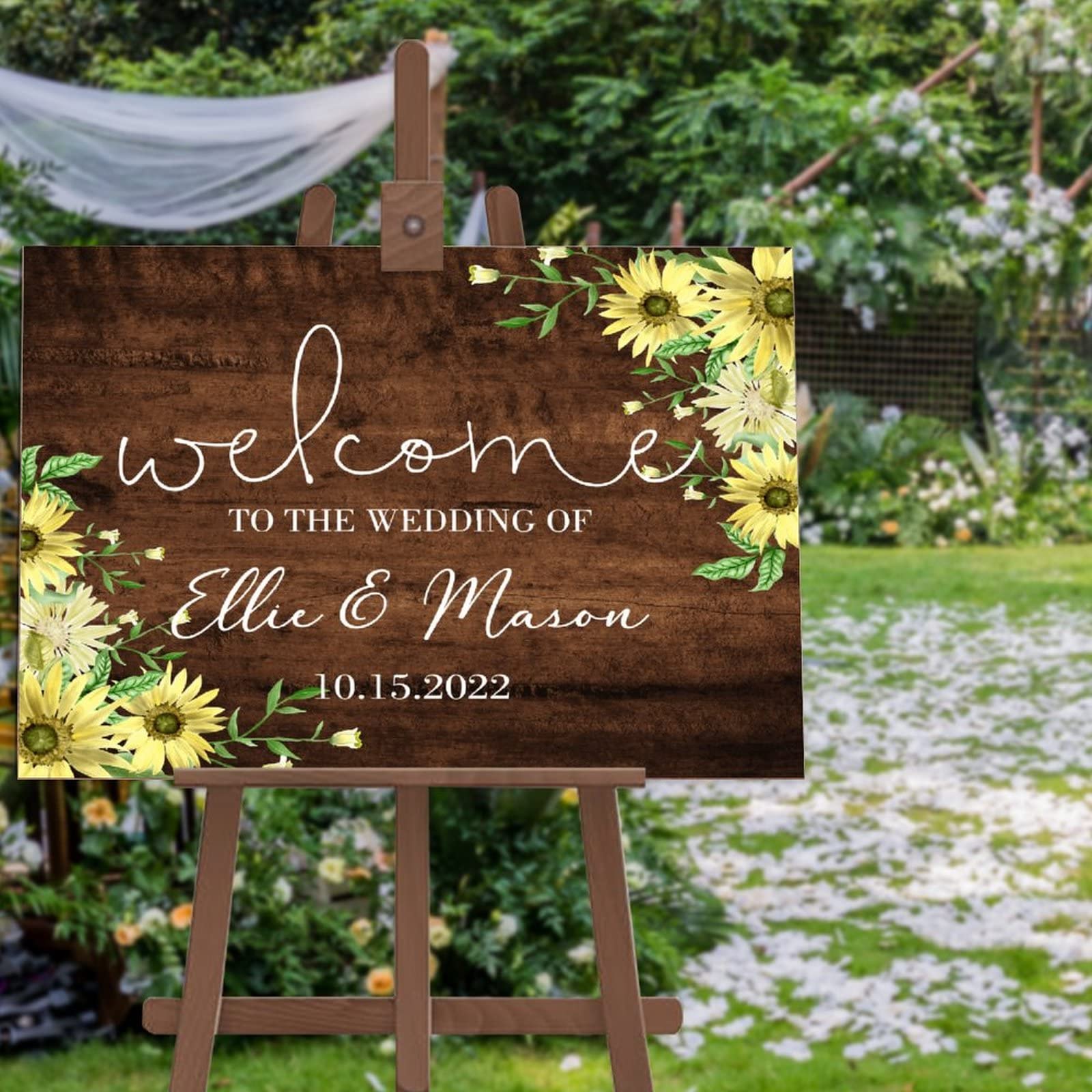 Panneau de bienvenue en bois mariage personnalisé 50x75 cm pour cérémonie et réception