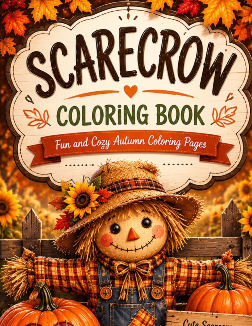 Happy Scarecrows & Pumpkins Coloring Book: Cute Fall Scarecrows, and Bonus Pumpkin Coloring Pages for Relaxation and Creative Fun