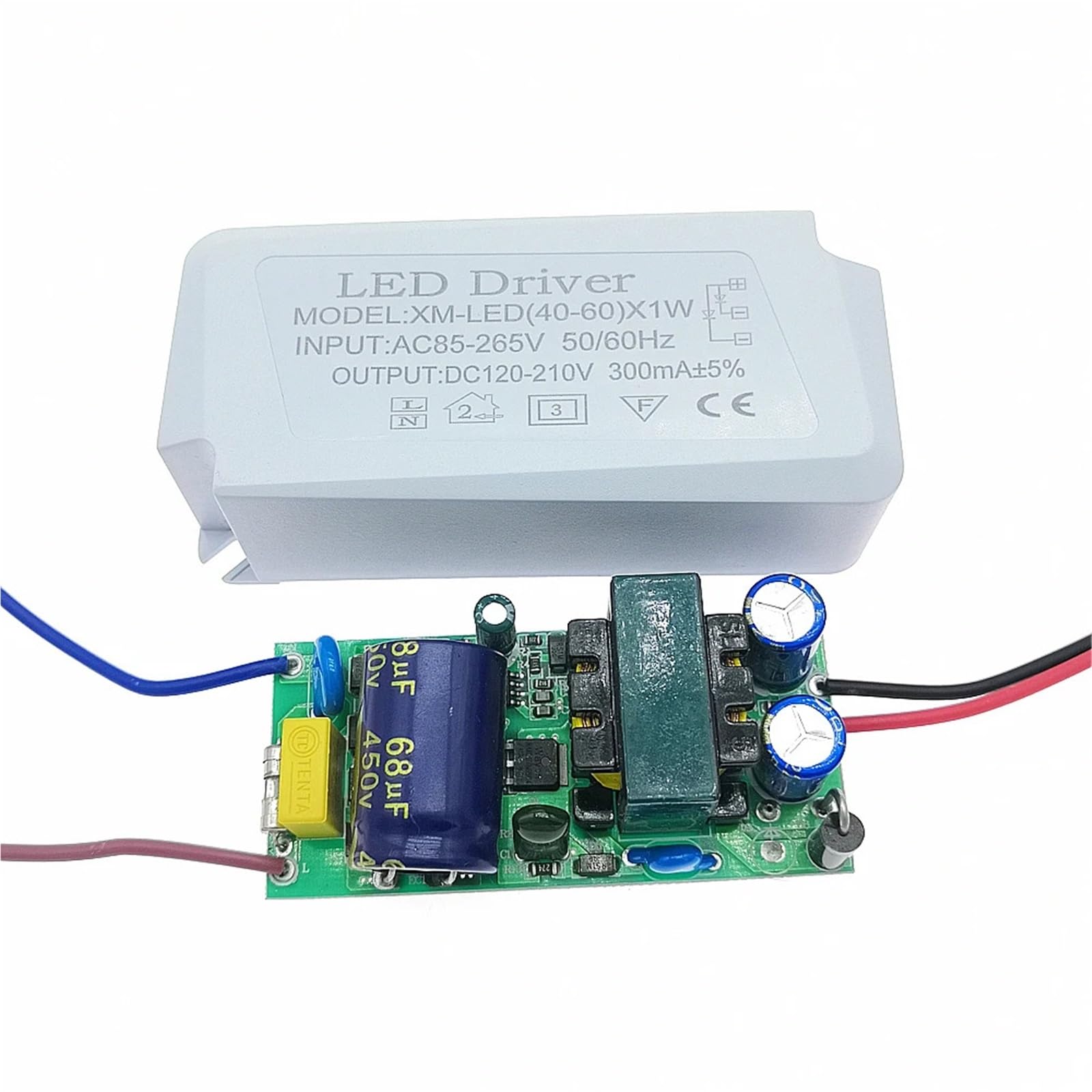 2 alimentatori da 40 W-100 W AC85-265 V 300 mA Driver LED (40-60) x 1 W (60-100) x 1 W Adattatore Trasformatore di illuminazione a corrente costante((60-100) X1W)