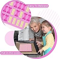 Vista 3 de 2 piezas de moldes de silicona mini, molde de hueso de perro de 106 cavidades + molde de huella de 69 cavidades para hornear galletas, cookies