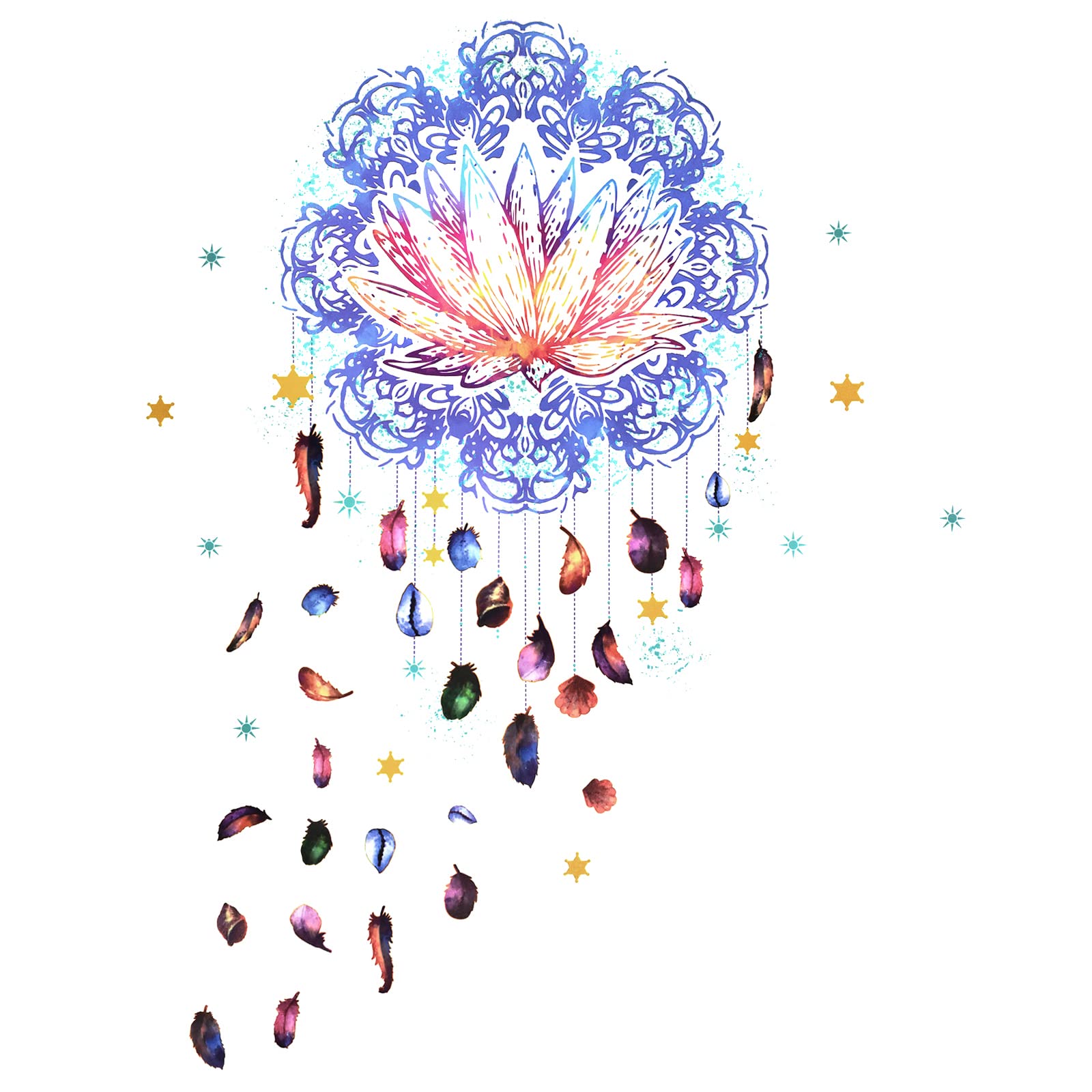 MaydahuiNew Feather Dream Catcher Lotus Mushroom Cloud Creative Decorative Wall Stickers