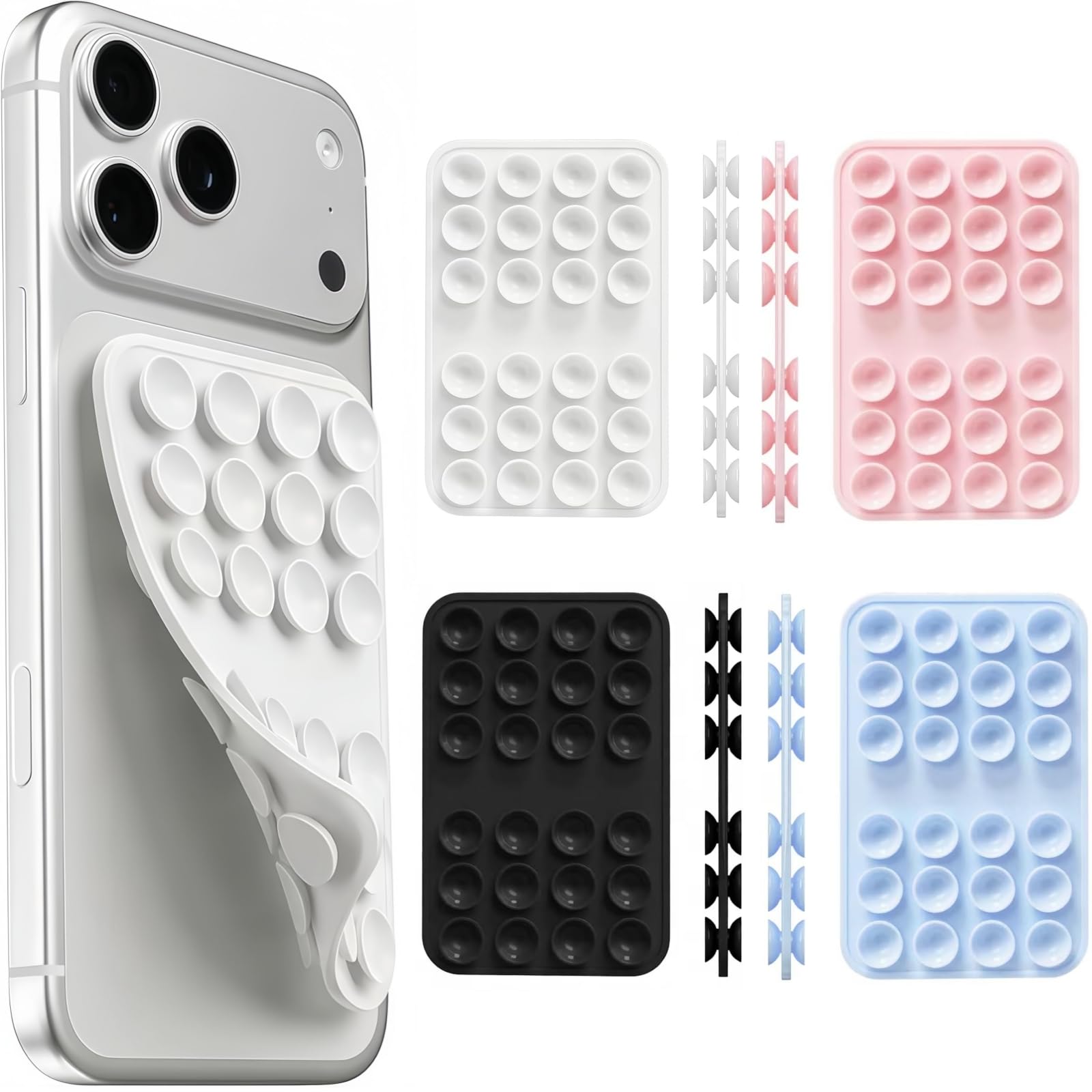 Xfopz 4 Pack Upgraded Double Sided Silicone Suction Cup Phone Case Mount, Sticky Phone Grip Holder for Hands-Free Selfes & Videos, Reusable Silicone Phone Suction Grip for Mobile-image-21