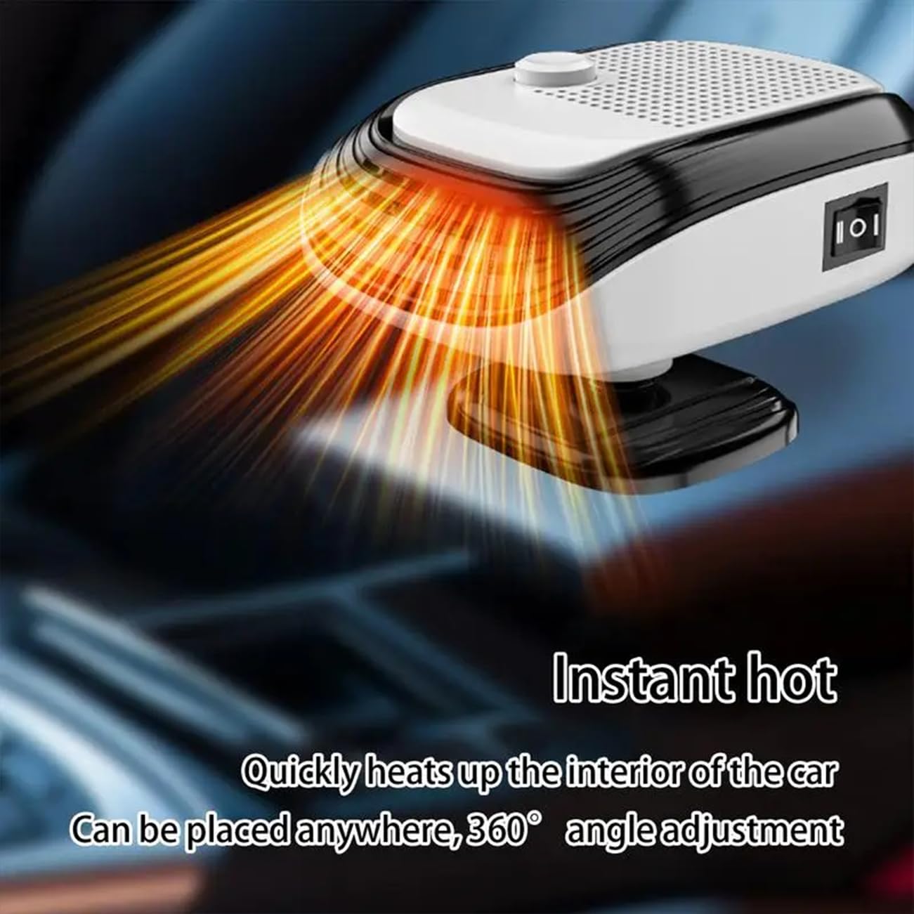 NEZIH Ventilador calefacción de refrigeración eléctrica para Calentador automóvil 12V/24V, 150W, Ventilador Calentador eléctrico portátil para desempañar rápidamente Parabrisas,24V,White