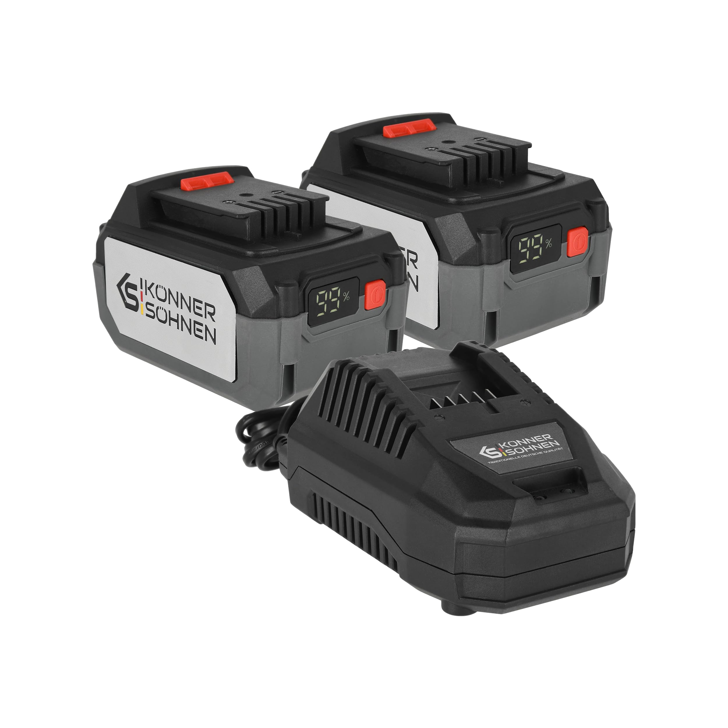 K&S Könner&Söhnen Kit de arranque KS 20 V4-1 DUAL: 2 baterías de 20 V 4 Ah y cargador de 4,5 A para herramientas de batería, cargador nominal tensión de salida 21,5 V, corriente de salida nominal de