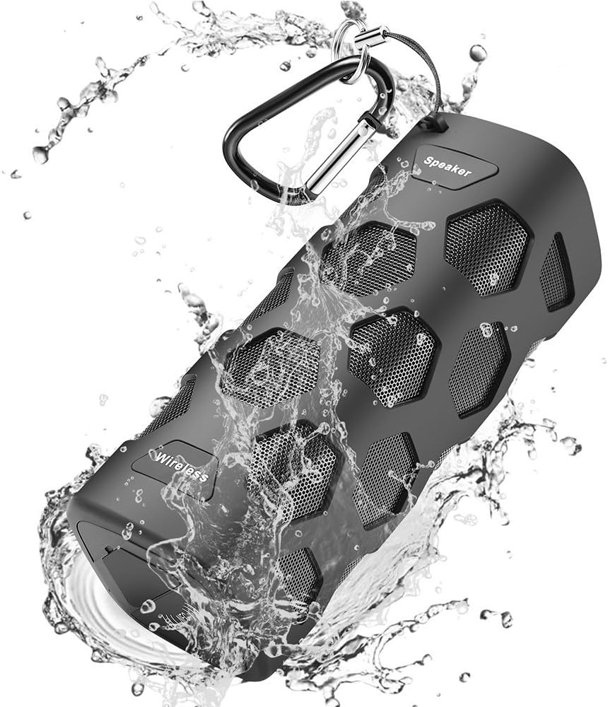Bluetooth Speakers, 20W Portable Speaker with Rich Bass, IPX56 Waterproof Bluetooth Speaker with 5200mAh Power Bank, Dual-Driver, Built-in Mic, Dustproof, Shockproof, 24 Hrs Play for Home, Outdoor