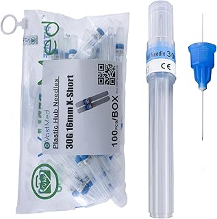 100PCs Dental Grade Plastic Hub Needles by VASTMED | Disposable Dental Needles Self-Threading Blunt Tip Needles