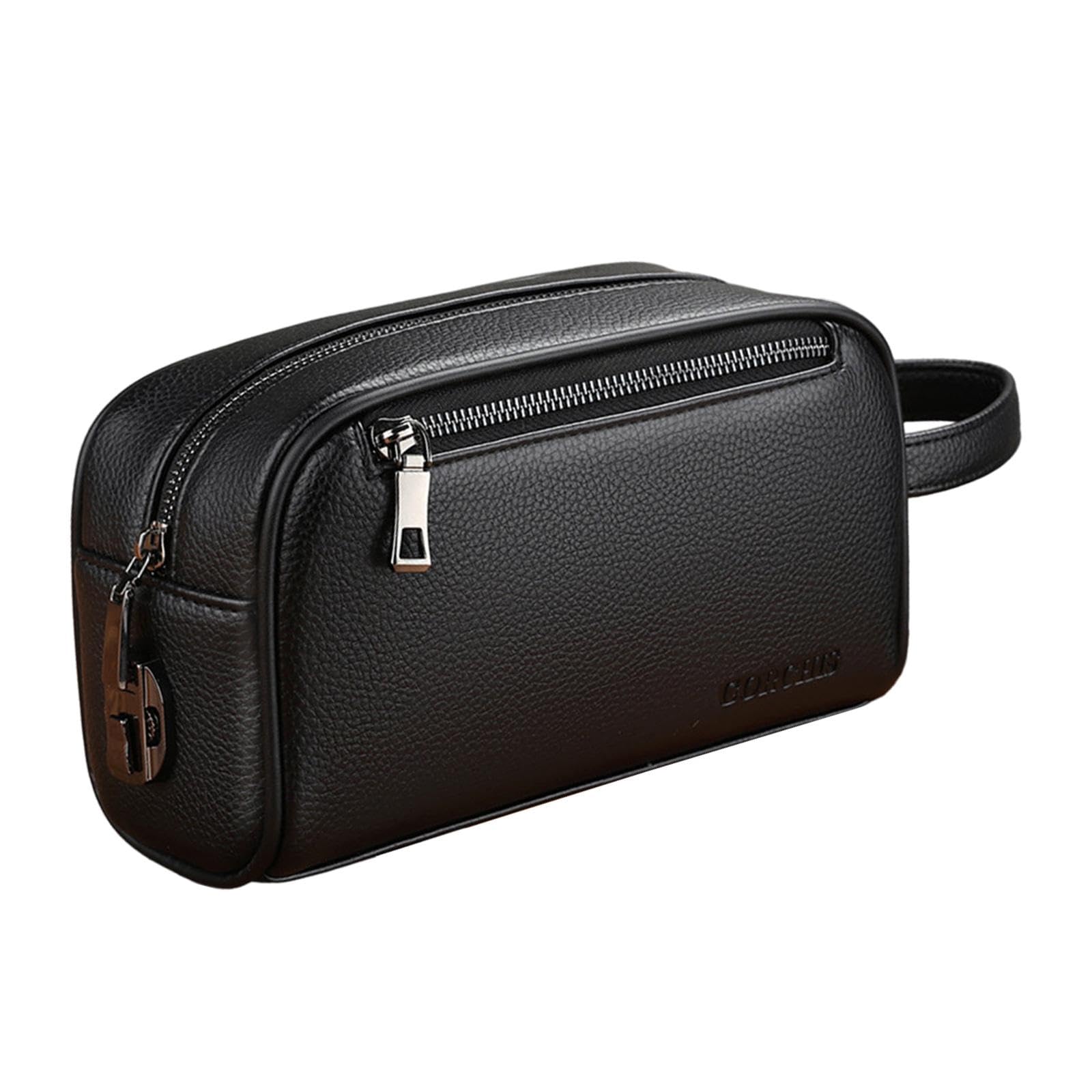 rockible Sac à Main pour Hommes Portefeuille Grande capacité avec dragonne Organisateur Pochette pour Hommes, Noir avec Serrure