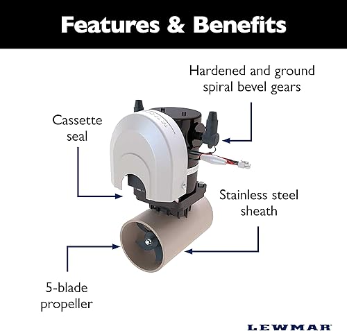 Miniatura 4 de Lewmar 110TT Kit de hélice de barco de 1.5 W, hélice individual de 5 palas, 1.5kW 2.0 HP motor de 12 voltios con control de joystick, cable de 23.0
