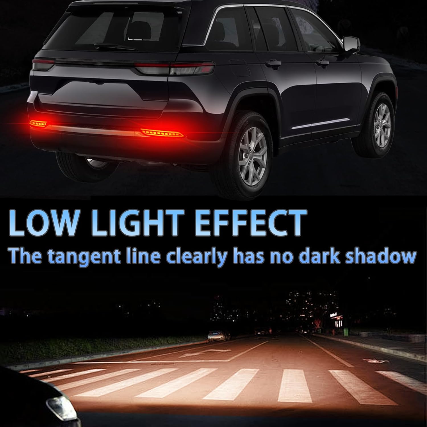 Red LED Rear Bumper Reflectors Fog Brake Tail Light Lamps Compatible with Jeep Grand Cherokee 2022 2023 2024 2025 Reflector Light Turn Signal Kits (SMOKED)