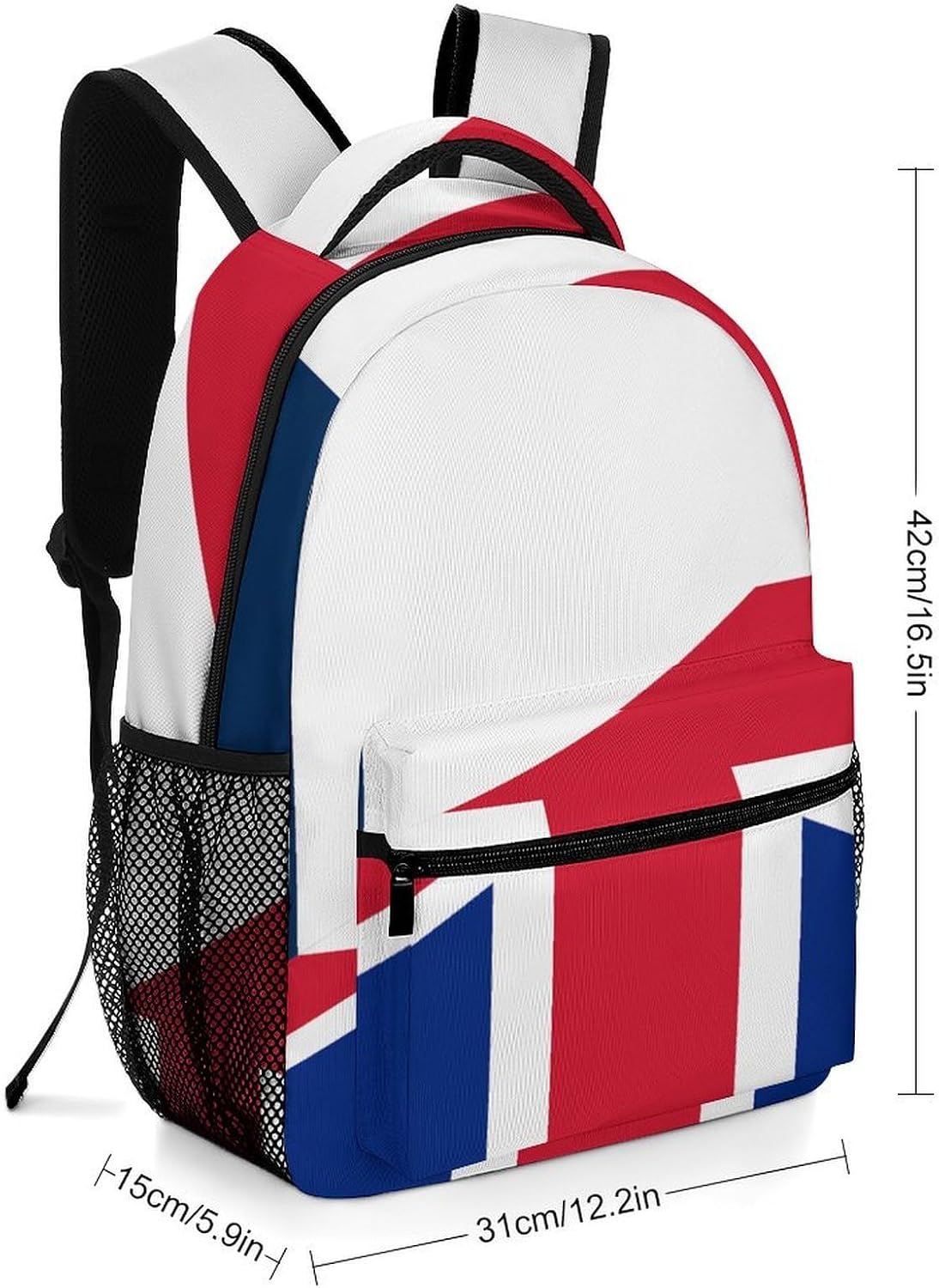 France & UK Flag Novelty Backpack Lightweight Printed Daypacks image 2