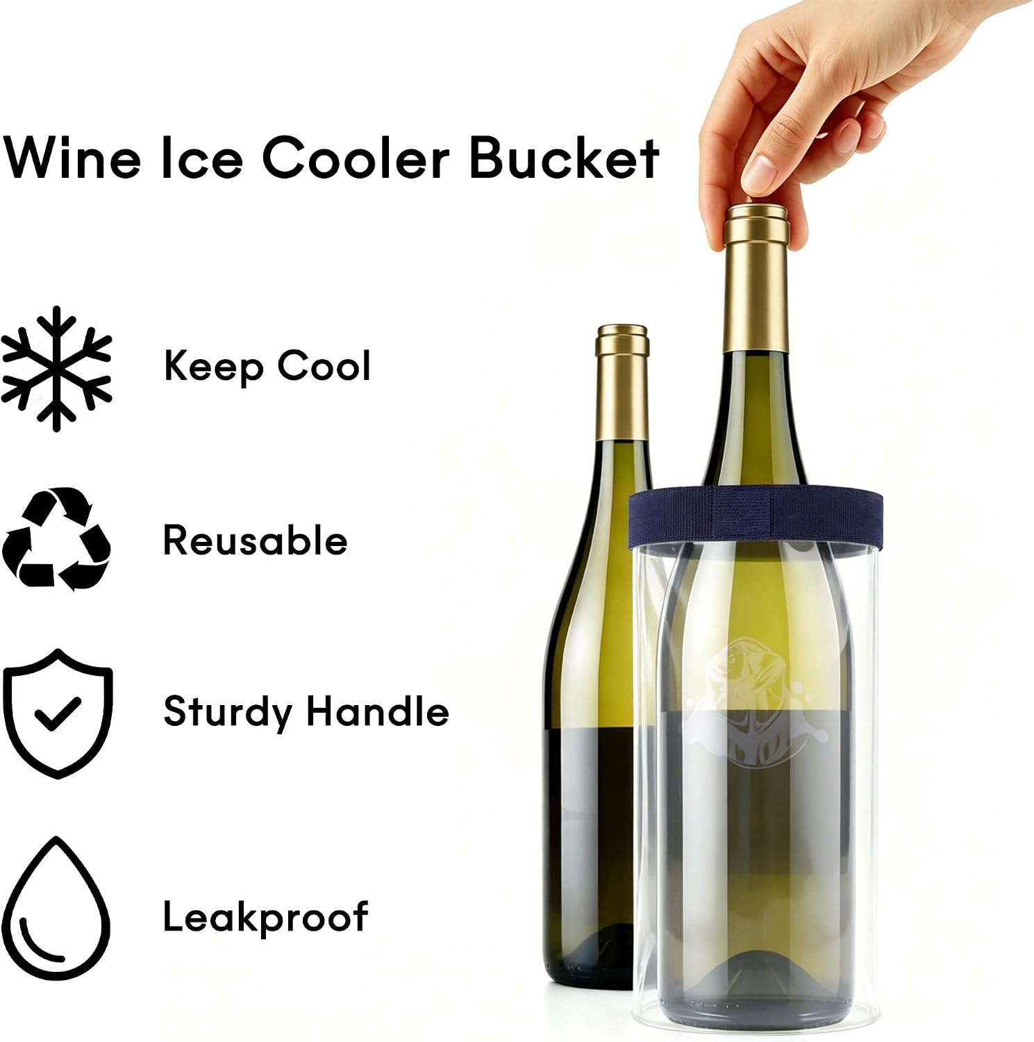 Portable Reusable Clear Wine Ice Bag 2 Pack