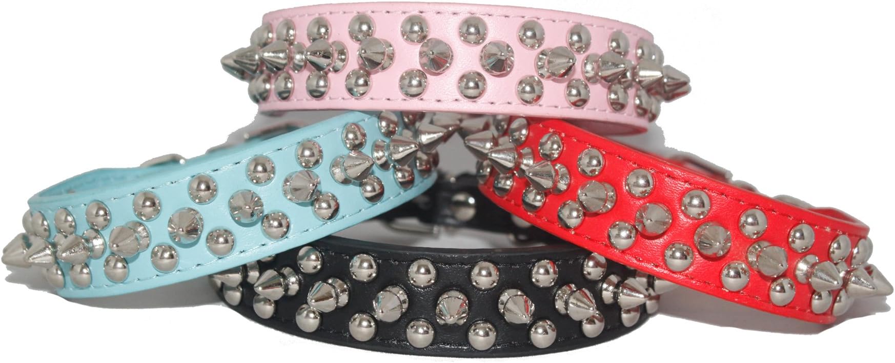 Doggystyles Dog Collar Puppy Rhinestone Diamante Collor Pet Coller For Small Medium Spikey Pu Leather Blue Red Pink Black Male Female (Small 29cm-35cm W=2.5cm, Blue)