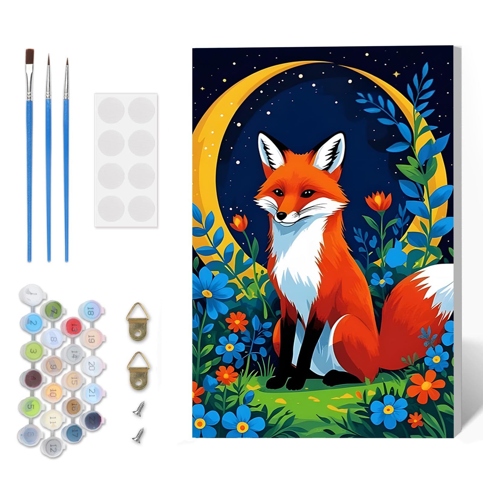 DOMROM Paint by Numbers Kit for Adults Beginner with Frame, Fox Adults' Paint-by-Number Kits on Canvas, Animal DIY Acrylic Painting by Numbers Easy Oil Painting by Number Kits for Home Decor, 8x12in — image 1