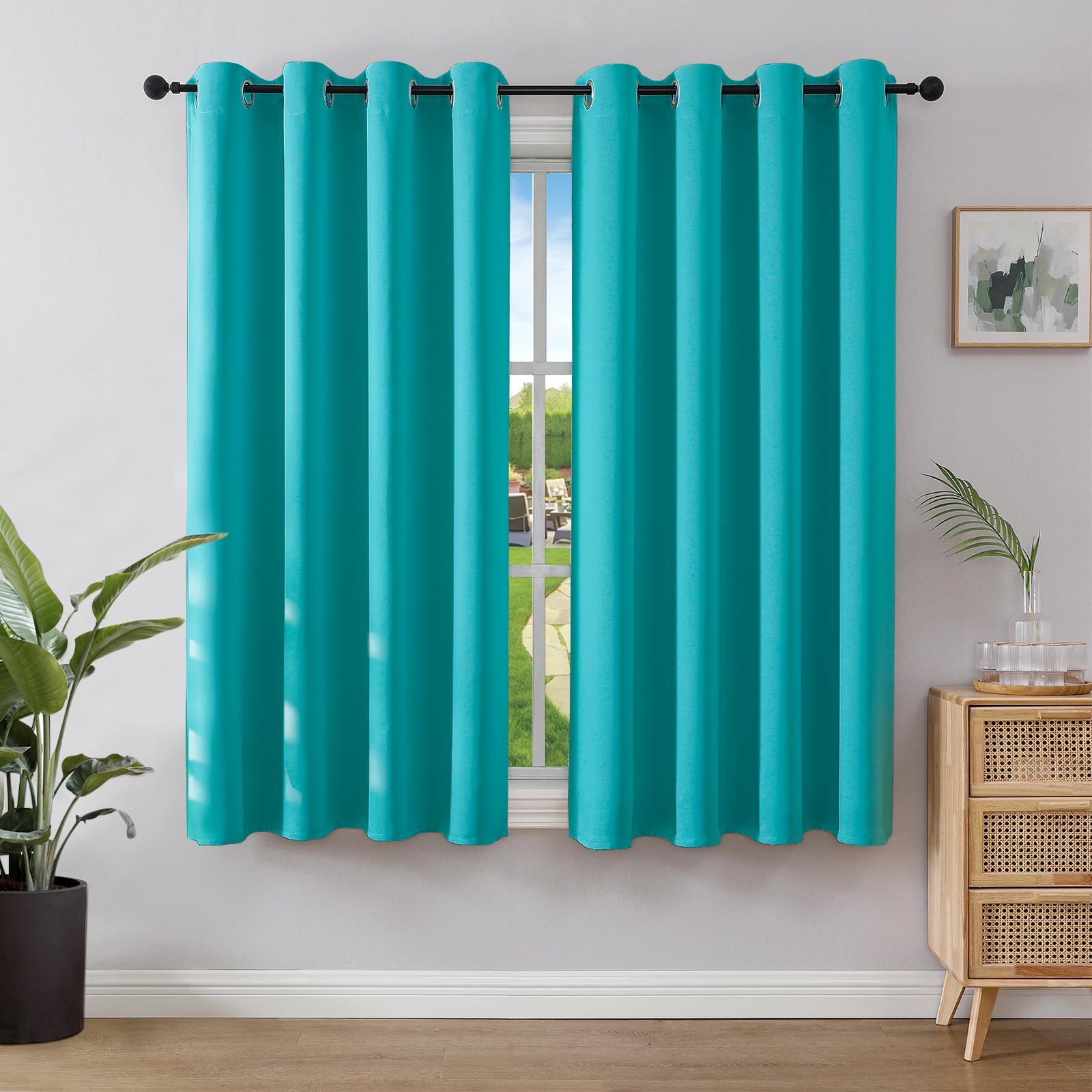 Joydeco Rideau Occultant 2 Pièces, Rideau Thermique Isolant Anti Chaleur Tenture Opaque à Oeillets Isolation Lumiere Anti UV Decoration Chambre Maison Salon Intérieurs