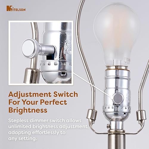 Miniatura 4 de Lámpara de mesa, moderna lámpara de escritorio para mesita de noche con regulador de intensidad y bombilla, lámpara de mediados de siglo para sala