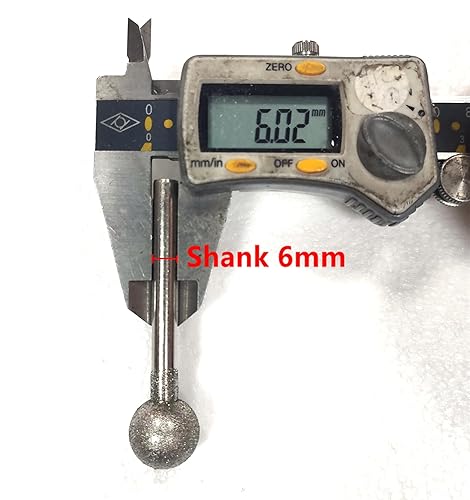 Miniatura 3 de ILOVETOOL Cabeza esférica Broca de pulido de diamante de 0.630 in Puntos montados recubiertos Bola redonda Burs Grit 80 Shank 0.236 in para joyería