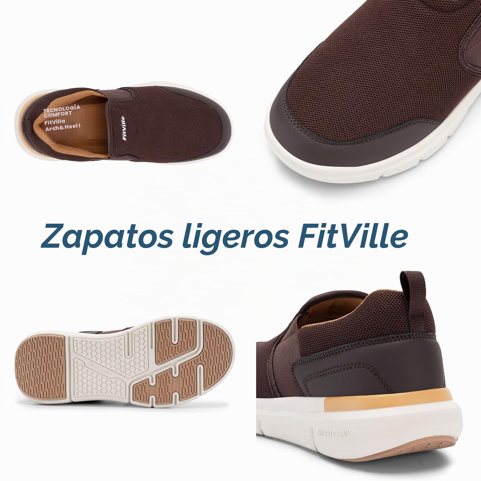 FitVille Zapatillas Hombre Extra Anchas Zapatos de Deporte Antideslizante para Caminar Cómodo Ligero Transpirable Slip on Sneakers Casuales