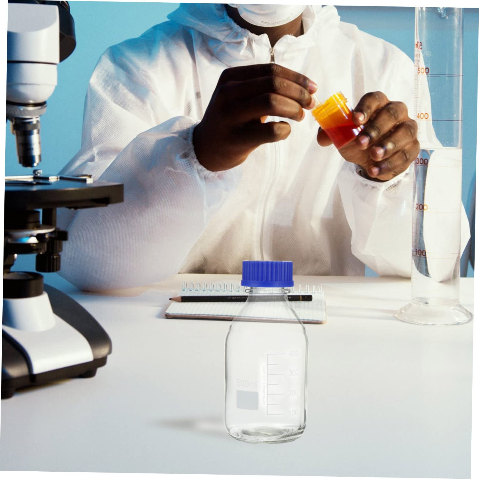 NAMOARLY 2pcs 500ml Reagent Bottles Lab Glass Storage Bottles Leak-proof Cap Multi-functional Buffer Chemical Reagent Bottle for School Lab