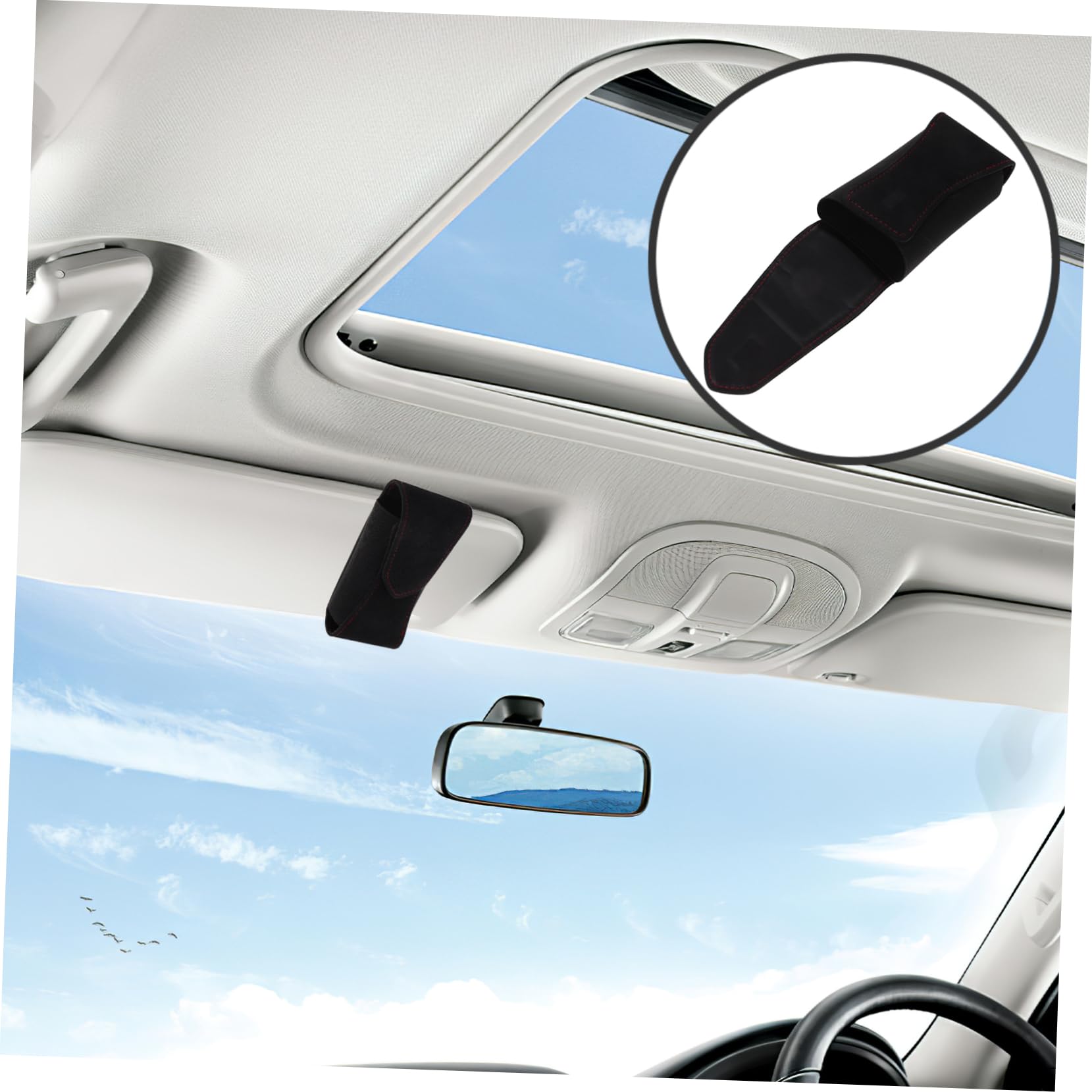 HEALLILY Car Glasses Case Rack Sun Display Cases Trendy Visor Soft Glasses Case Stand Holders Light Chain Glasses Car Holder Foldable Eyeglasses Blue Automatic Multi Turn Fur Black