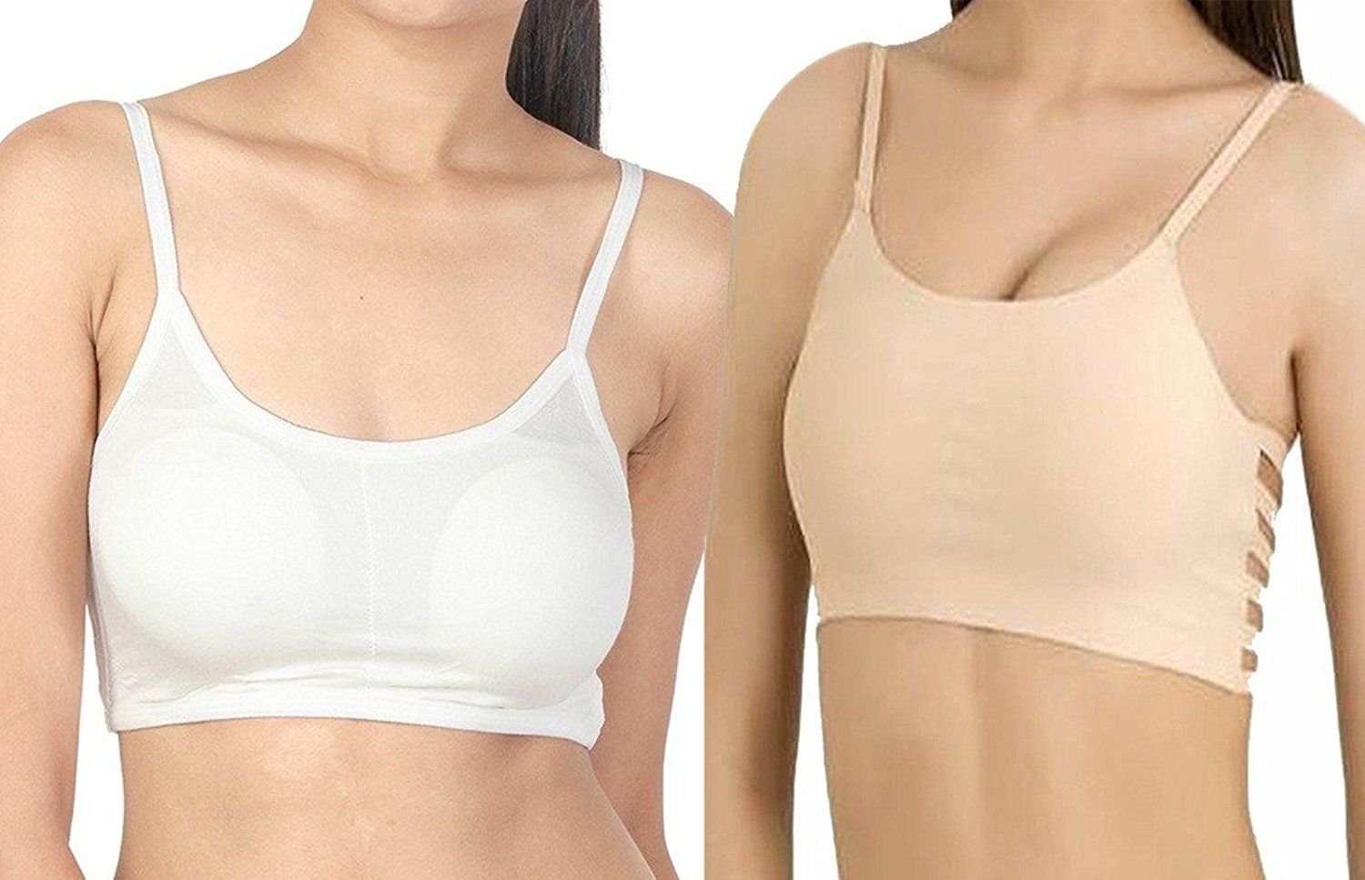 INDIROCKSWomen Combo 2 Padded Cotton Sports 6 Strap Fancy Bra Full Adjustable Straps for Women's Girl's Bralette (30 to 36) Size, (Removable Pad) Multicolour