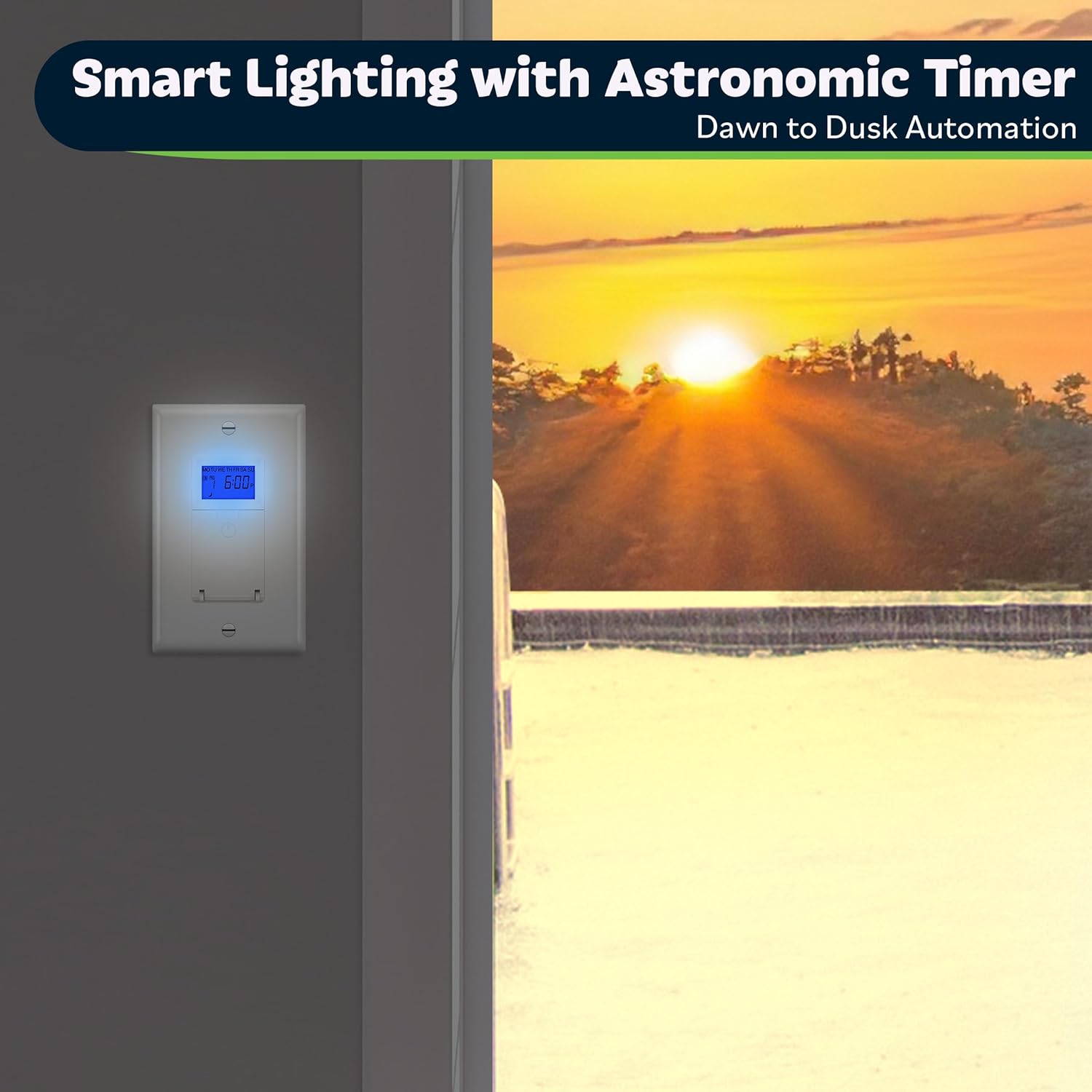 TOPGREENER Digital Astronomic Timer Switch, 7-Day Programmable Sunrise Sunset Timer for Lights, Fans, & Motors, Single-Pole or 3-Way, Neutral Wire Required, UL Listed, TGT01-HN-W, White