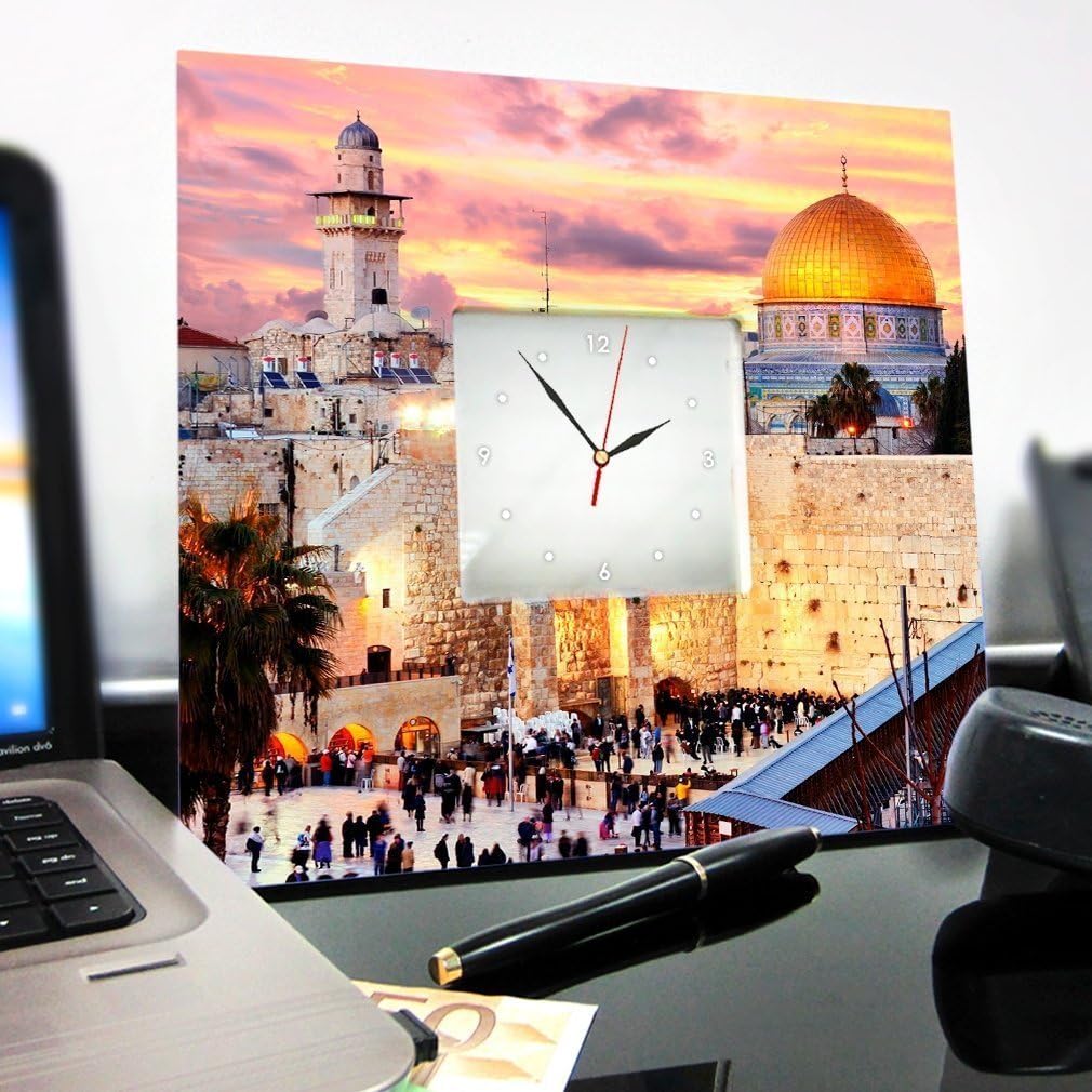 Jerusalem Western Wailing Wall Clock Mirror Framed Kotel Israel Printed Art Home Room Decor Gift