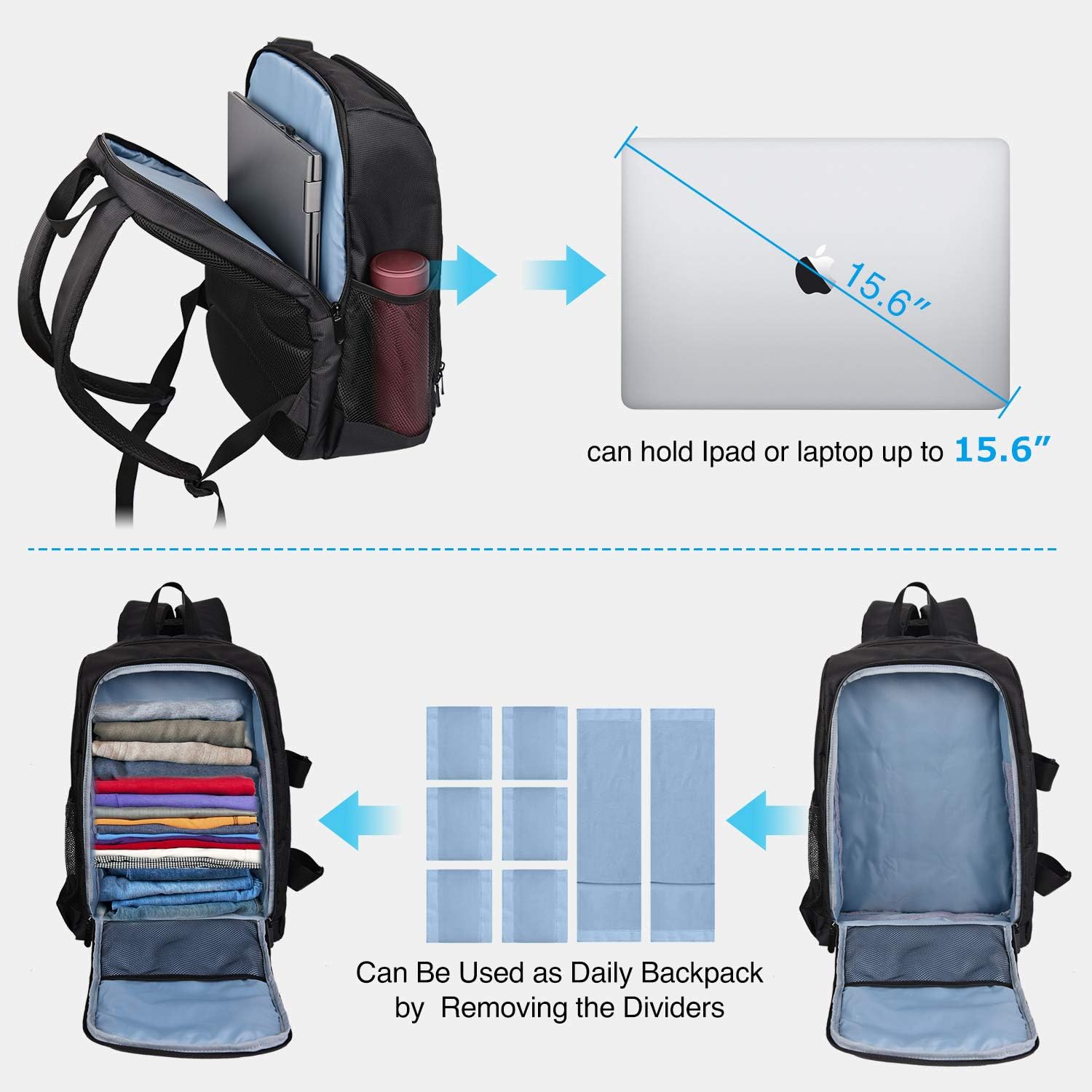 camera backpack 15 inch laptop