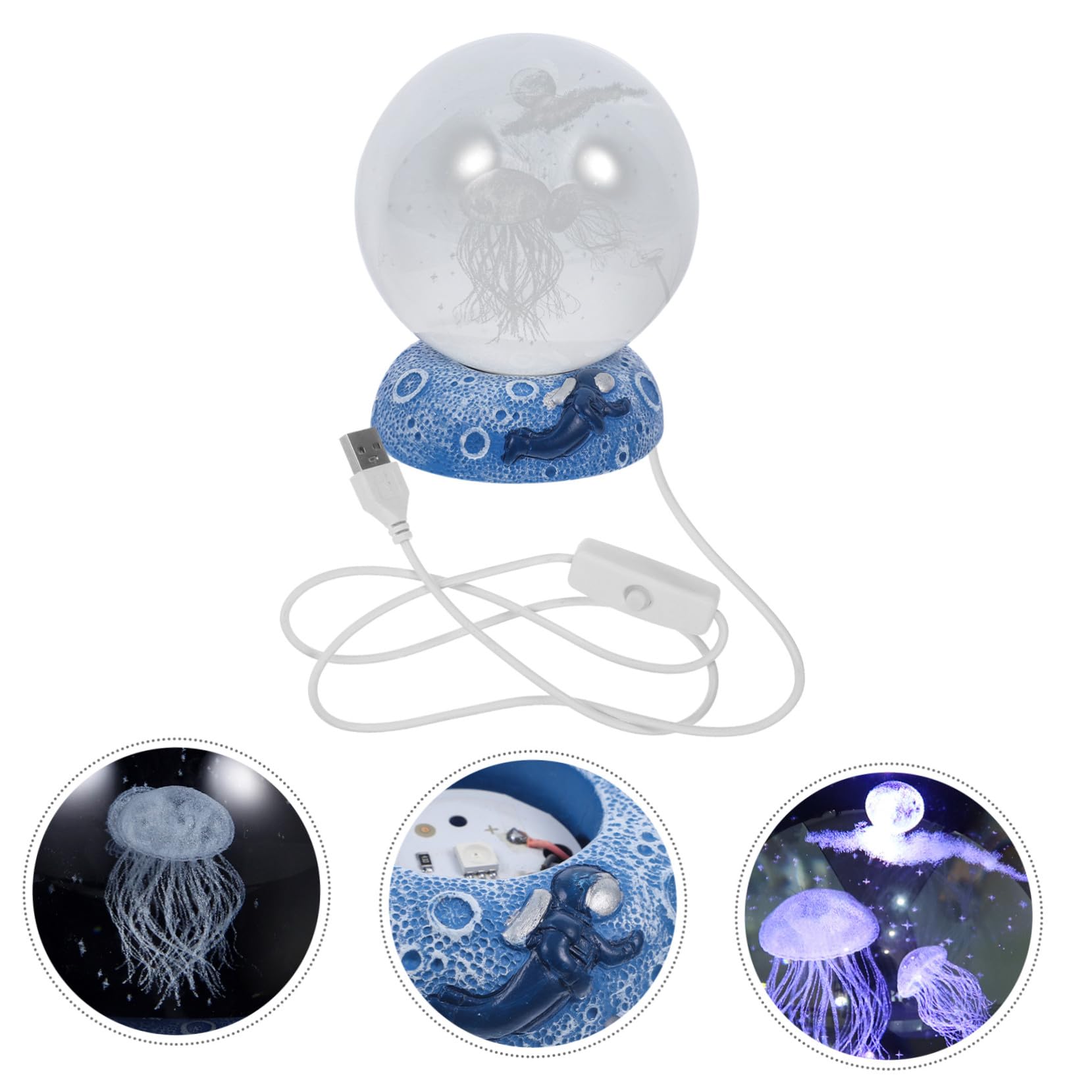 Lampada Sfera di Cristallo 3d Illuminazione a LED Usb, Luce Notturna Portatile a Cambiamento Graduale di Colore per Camera da Letto Elegante e Leggera