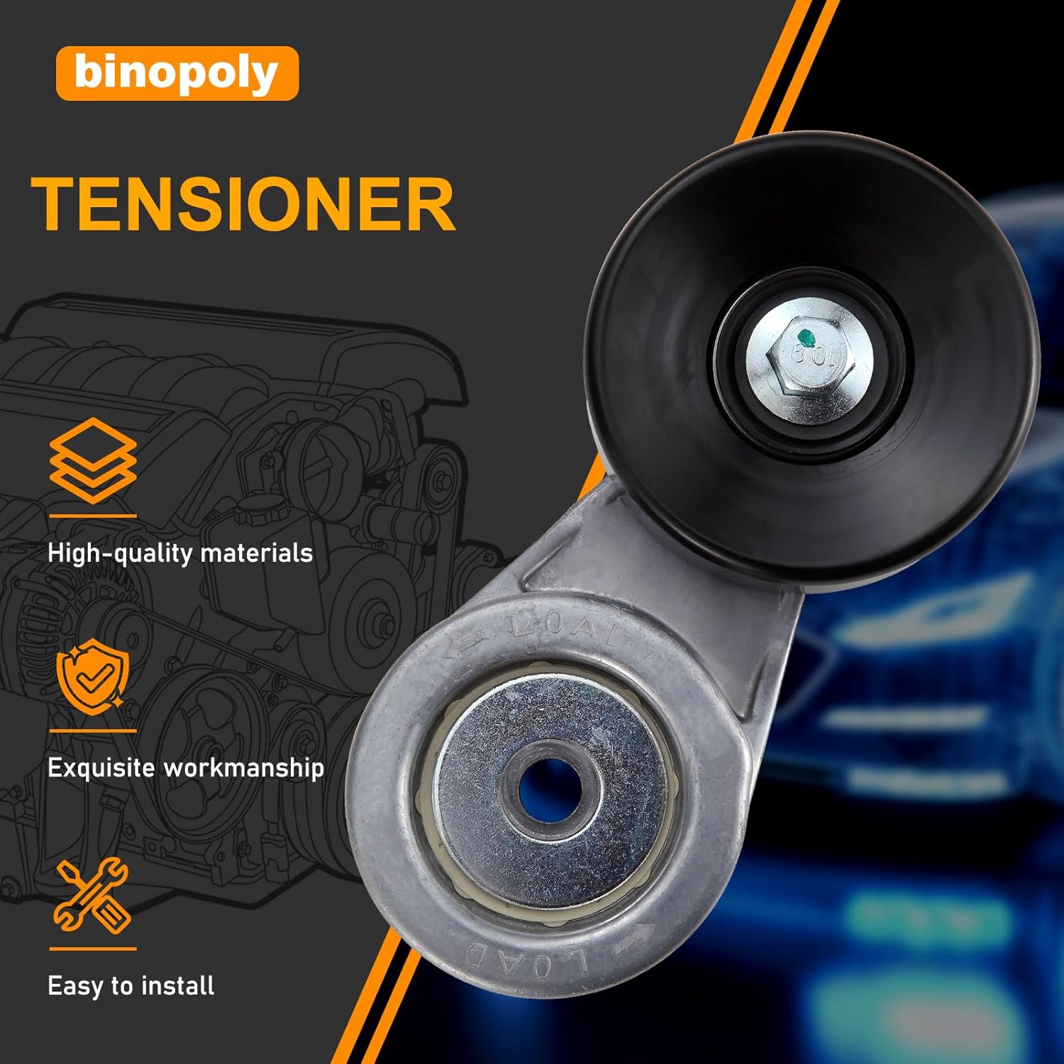 binopoly 38108 Drive Belt Tensioner Assembly With Pulley For 1987-1996 Chevy Astro/Blazer/C & K Series Pickup/G Series Van/Suburban/Tahoe GMC Jimmy/Safari/Sonoma/Yukon OE#419-102 89201 10229114