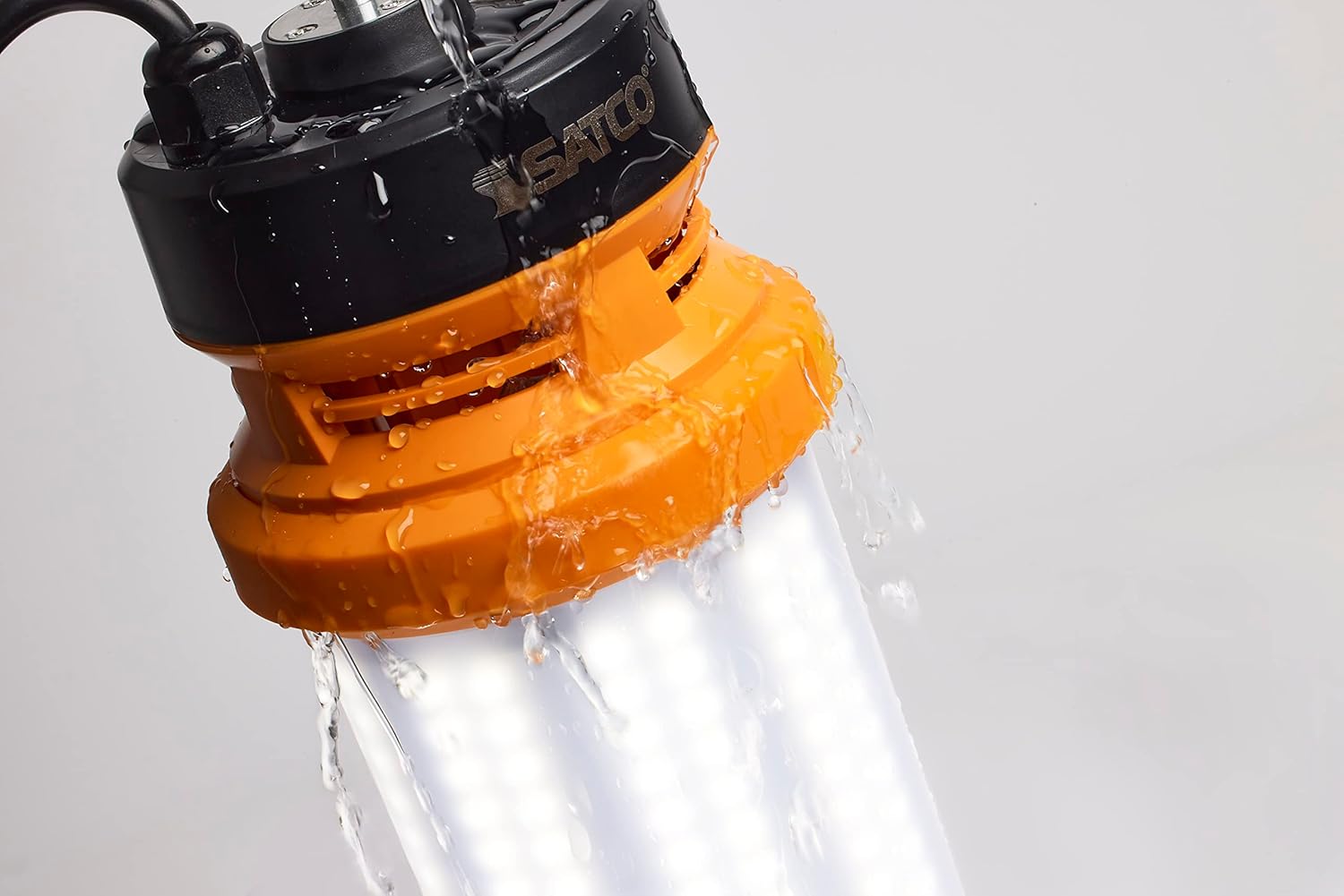 Satco S13159 Hi-Pro LED Wattage-Selectable Hanging Temporary Work Light, Indoor/Outdoor, 120-277V, Yellow